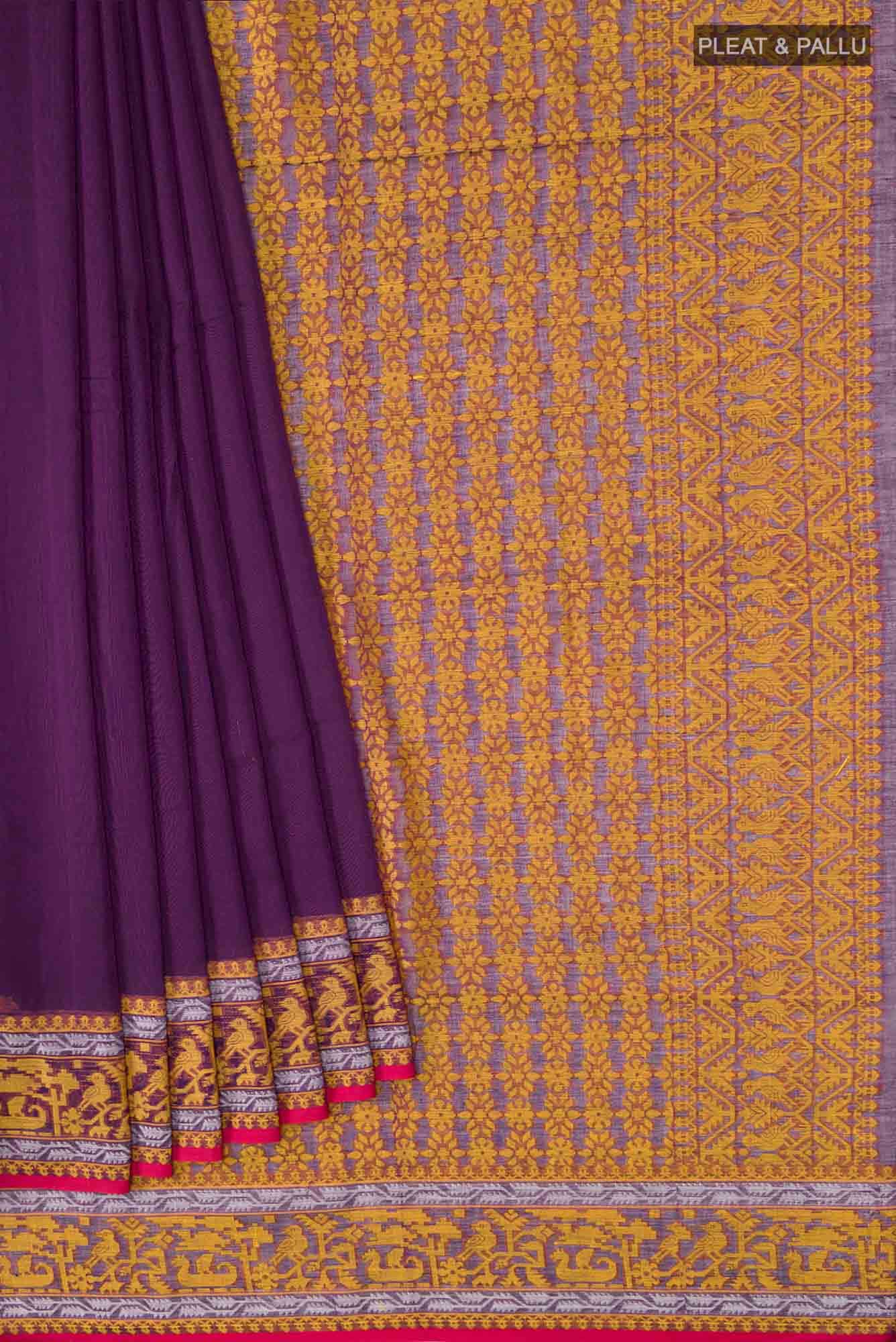 Priyambada-Purple Bengal Cotton Saree