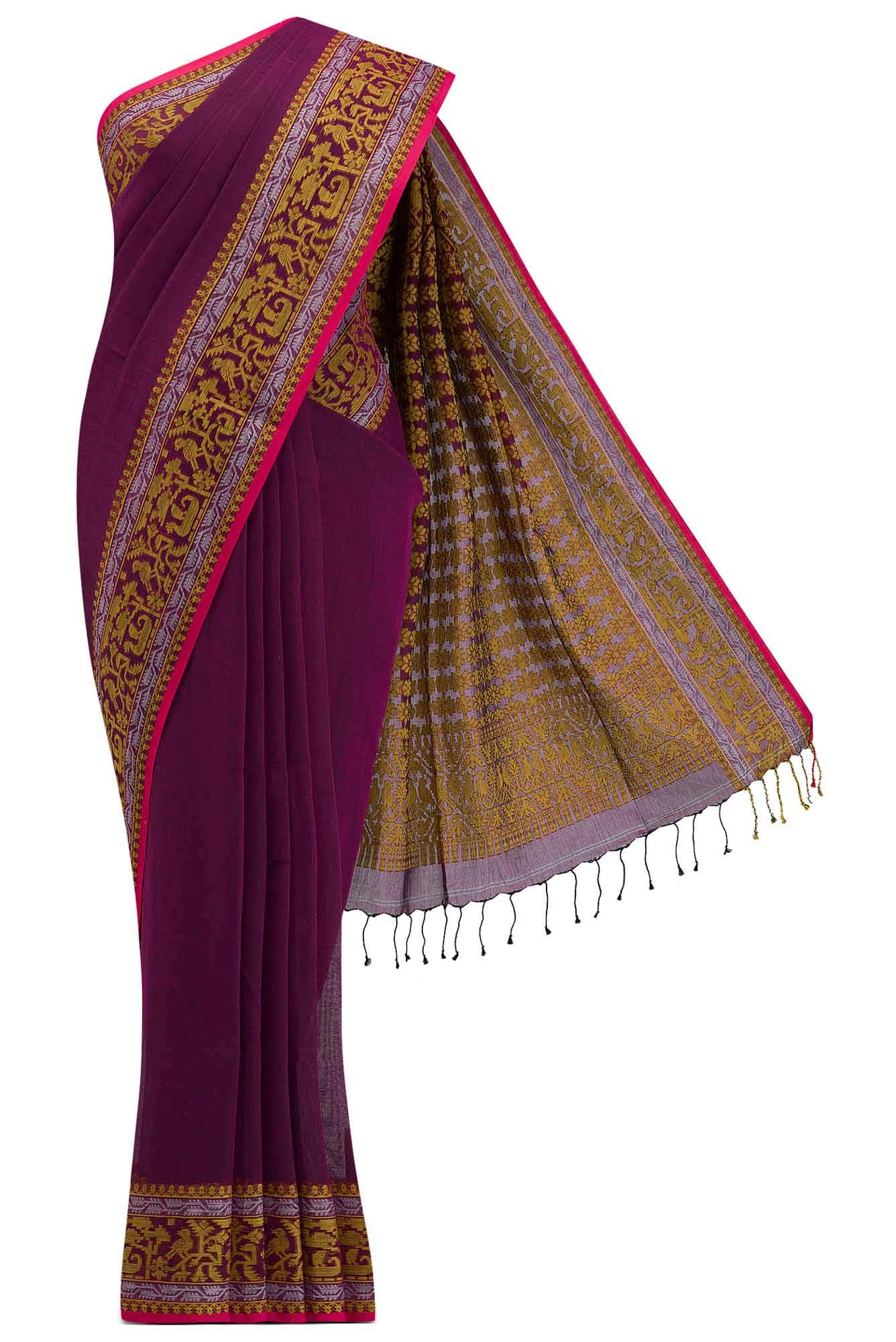 Priyambada-Magenta Bengal Cotton Saree