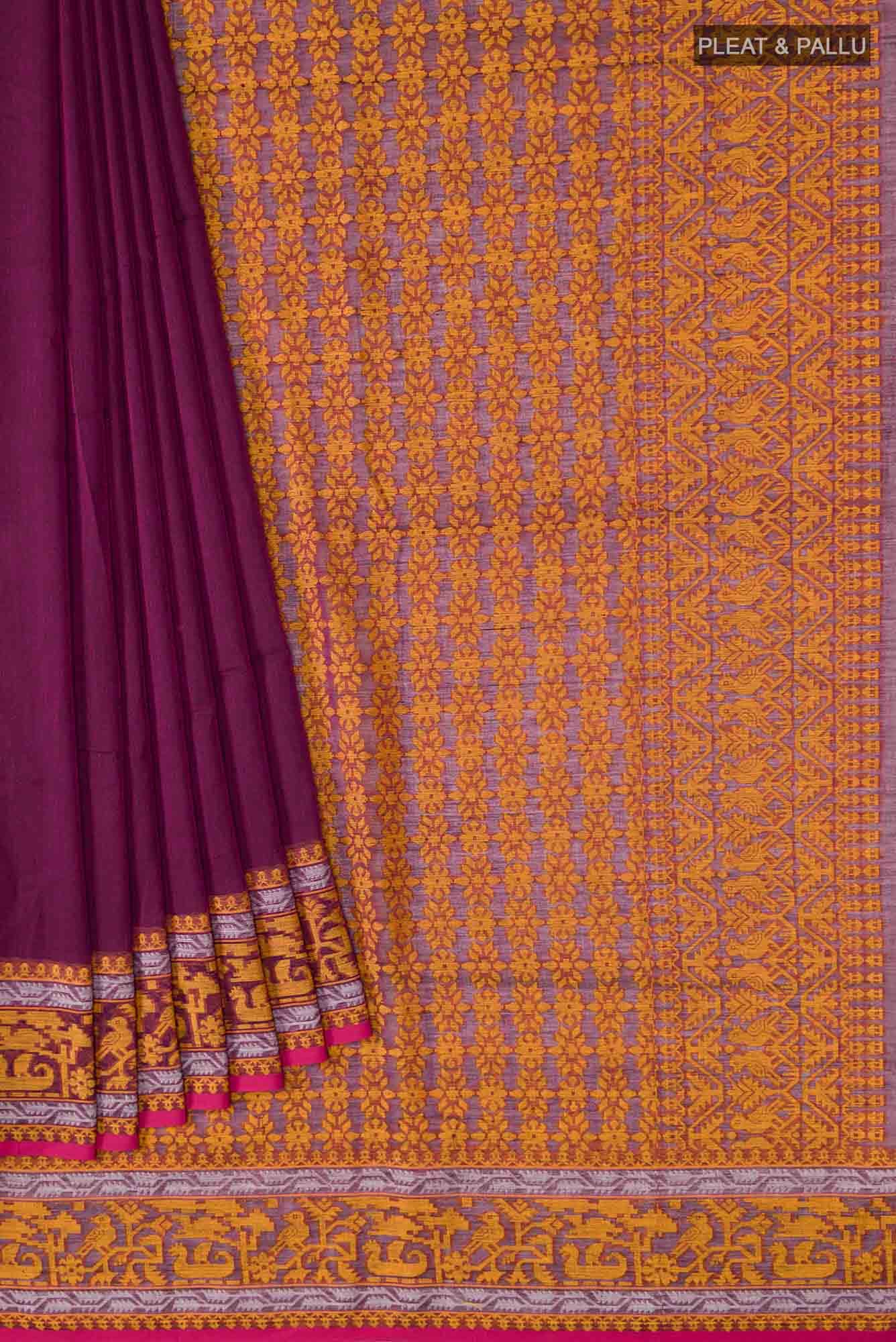 Priyambada-Magenta Bengal Cotton Saree