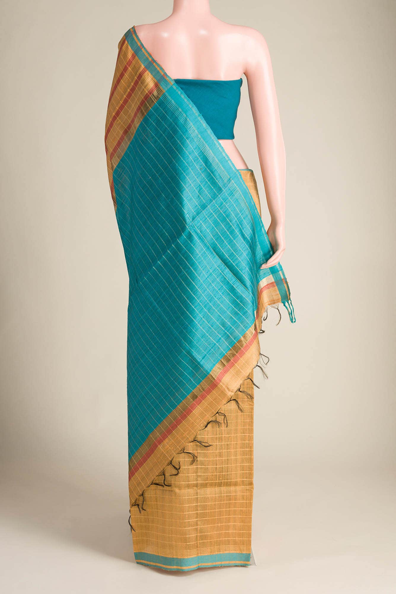 Golden Glint-Mustard Bhagalpuri Tussar Silk Saree