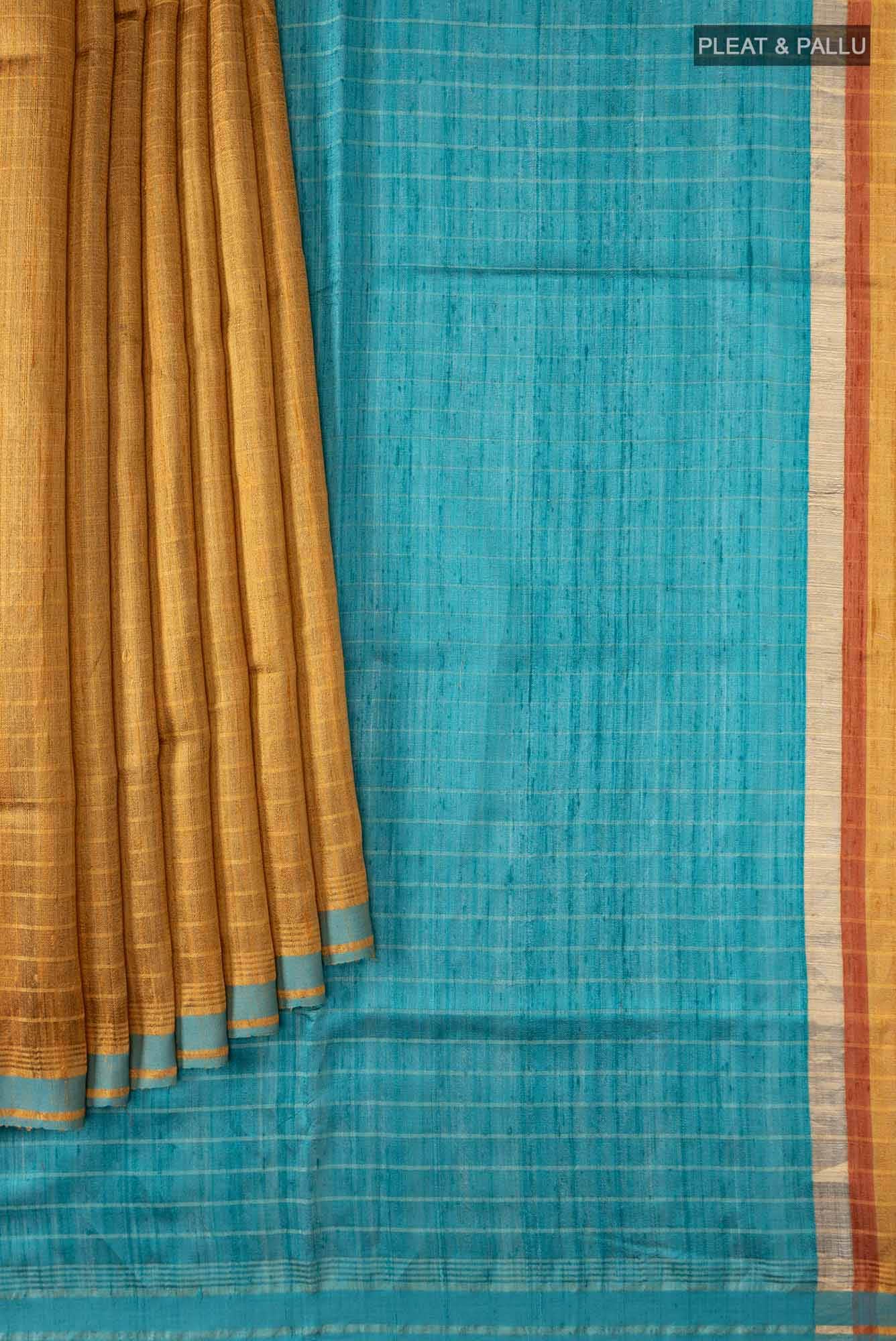 Golden Glint-Mustard Bhagalpuri Tussar Silk Saree