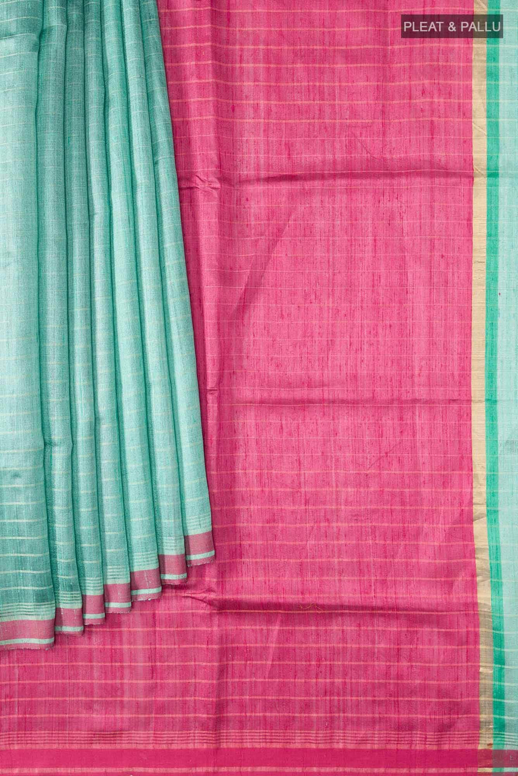 Aurora Ember-Light Green Bhagalpuri Tussar Silk Saree