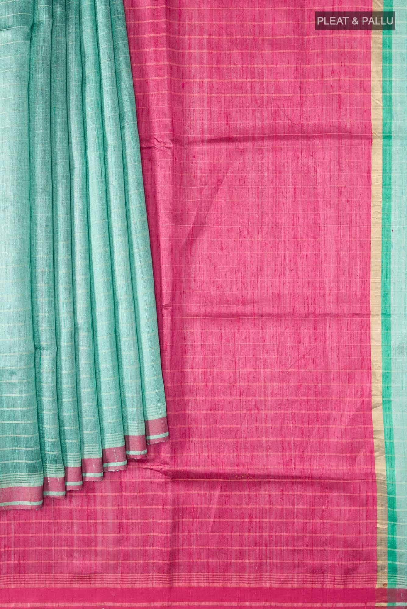Aurora Ember-Light Green Bhagalpuri Tussar Silk Saree