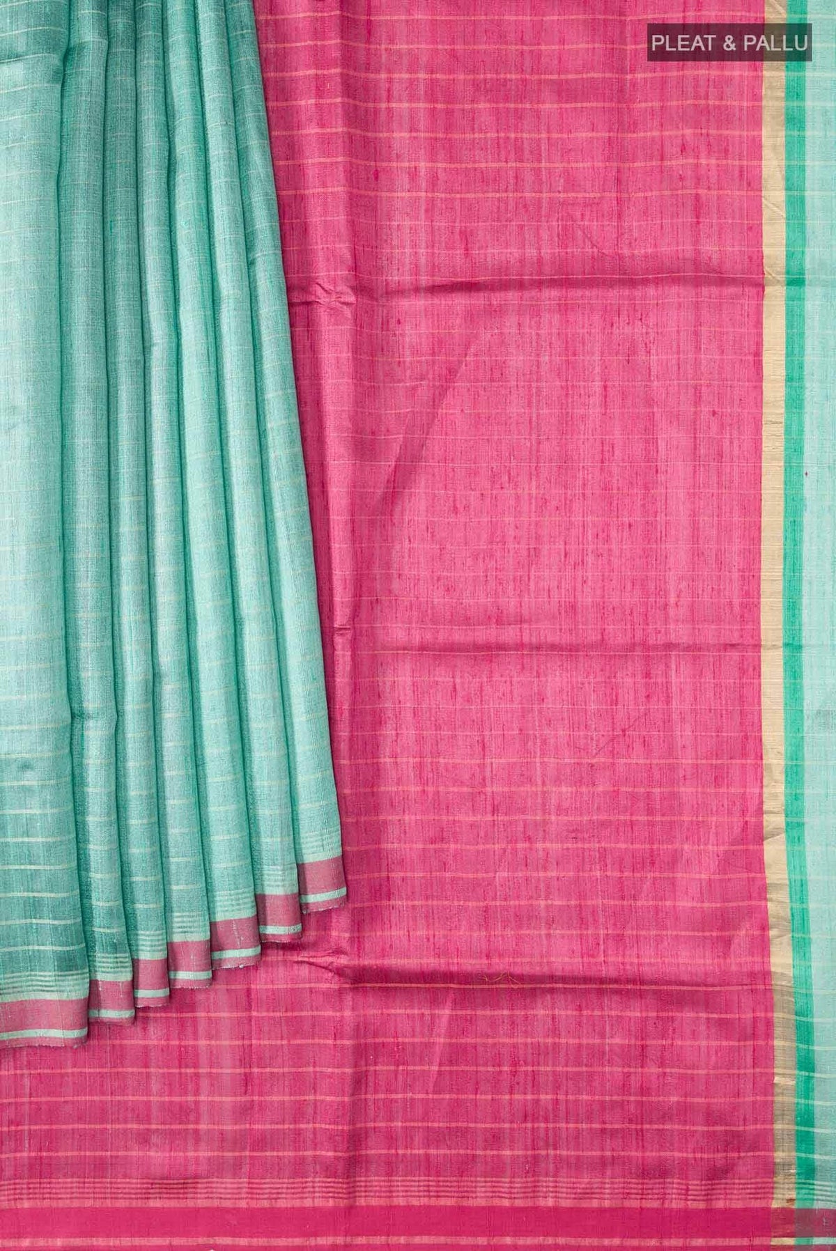 Aurora Ember-Light Green Bhagalpuri Tussar Silk Saree