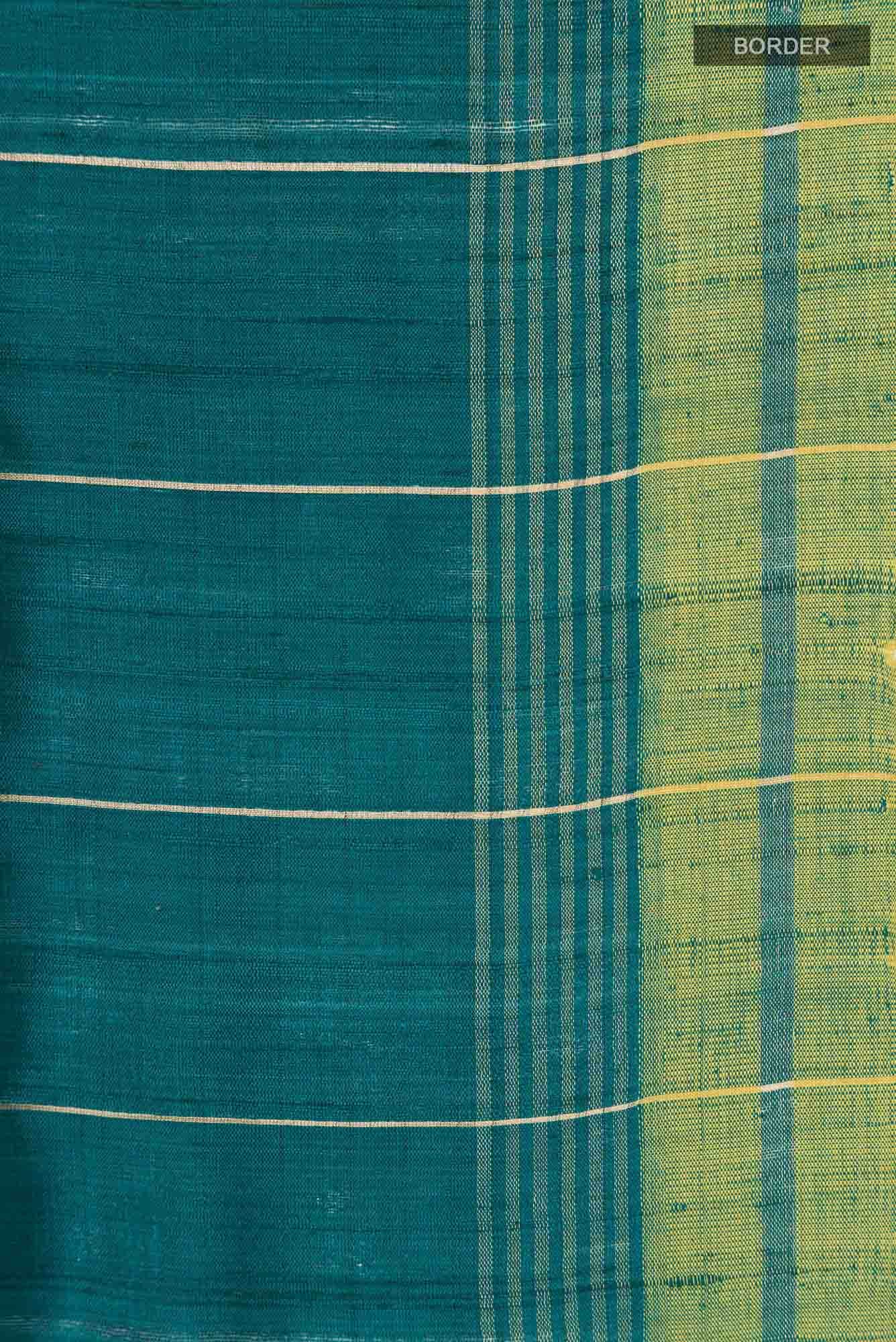 Emerald Breeze-Dark Green Bhagalpuri Tussar Silk Saree