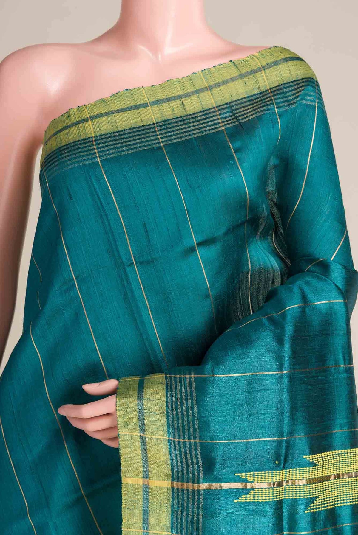 Emerald Breeze-Dark Green Bhagalpuri Tussar Silk Saree