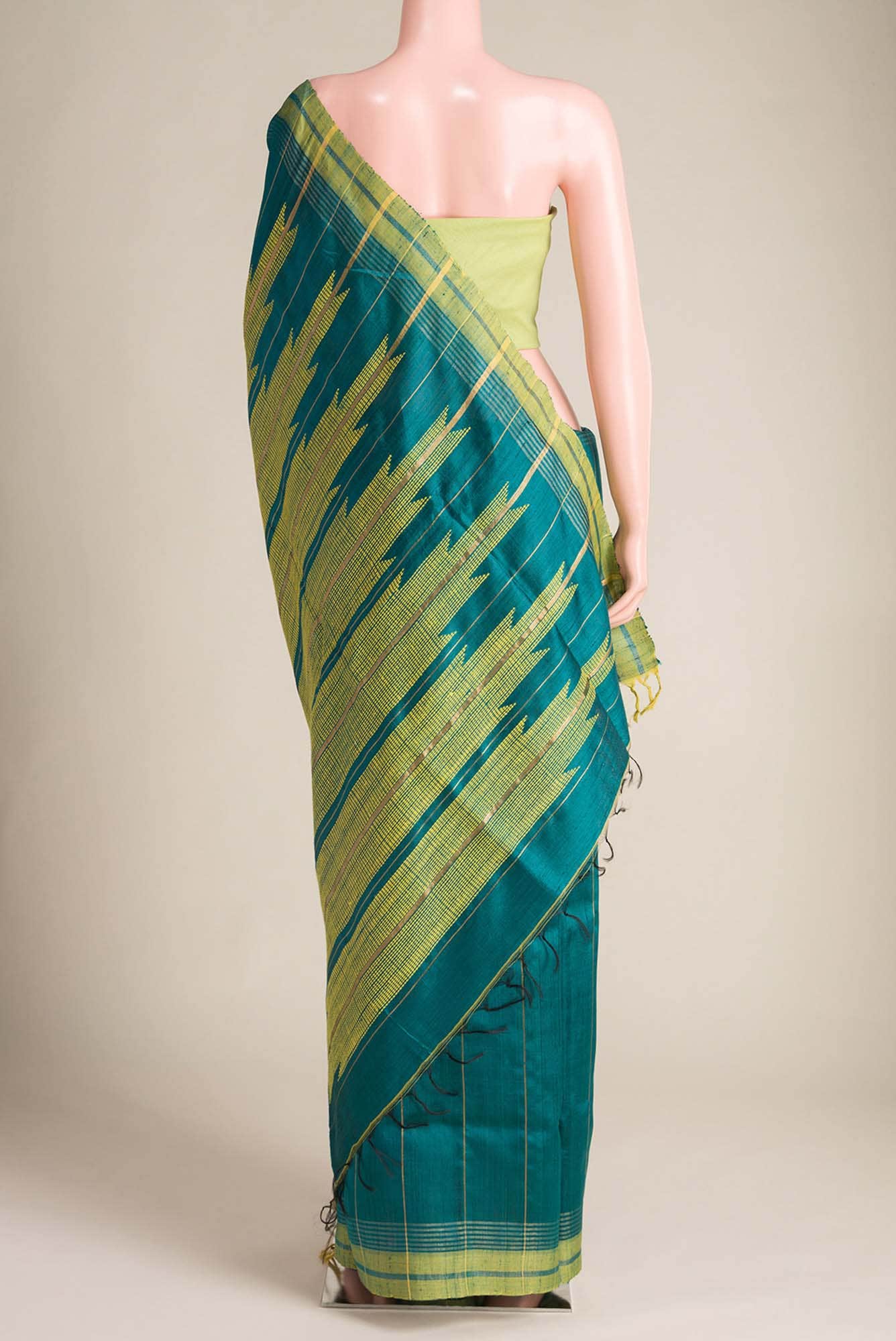 Emerald Breeze-Dark Green Bhagalpuri Tussar Silk Saree