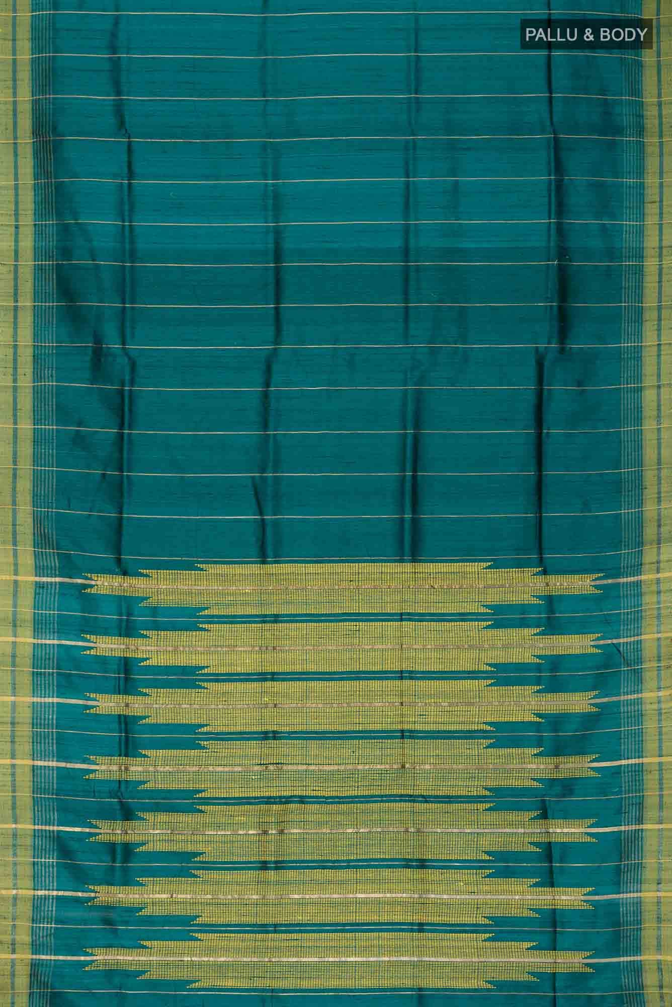 Emerald Breeze-Dark Green Bhagalpuri Tussar Silk Saree
