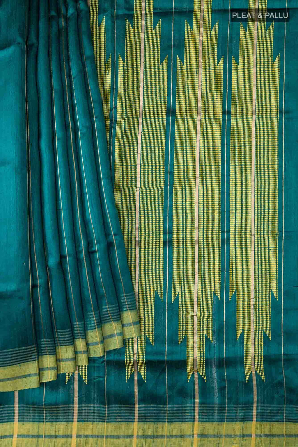 Emerald Breeze-Dark Green Bhagalpuri Tussar Silk Saree