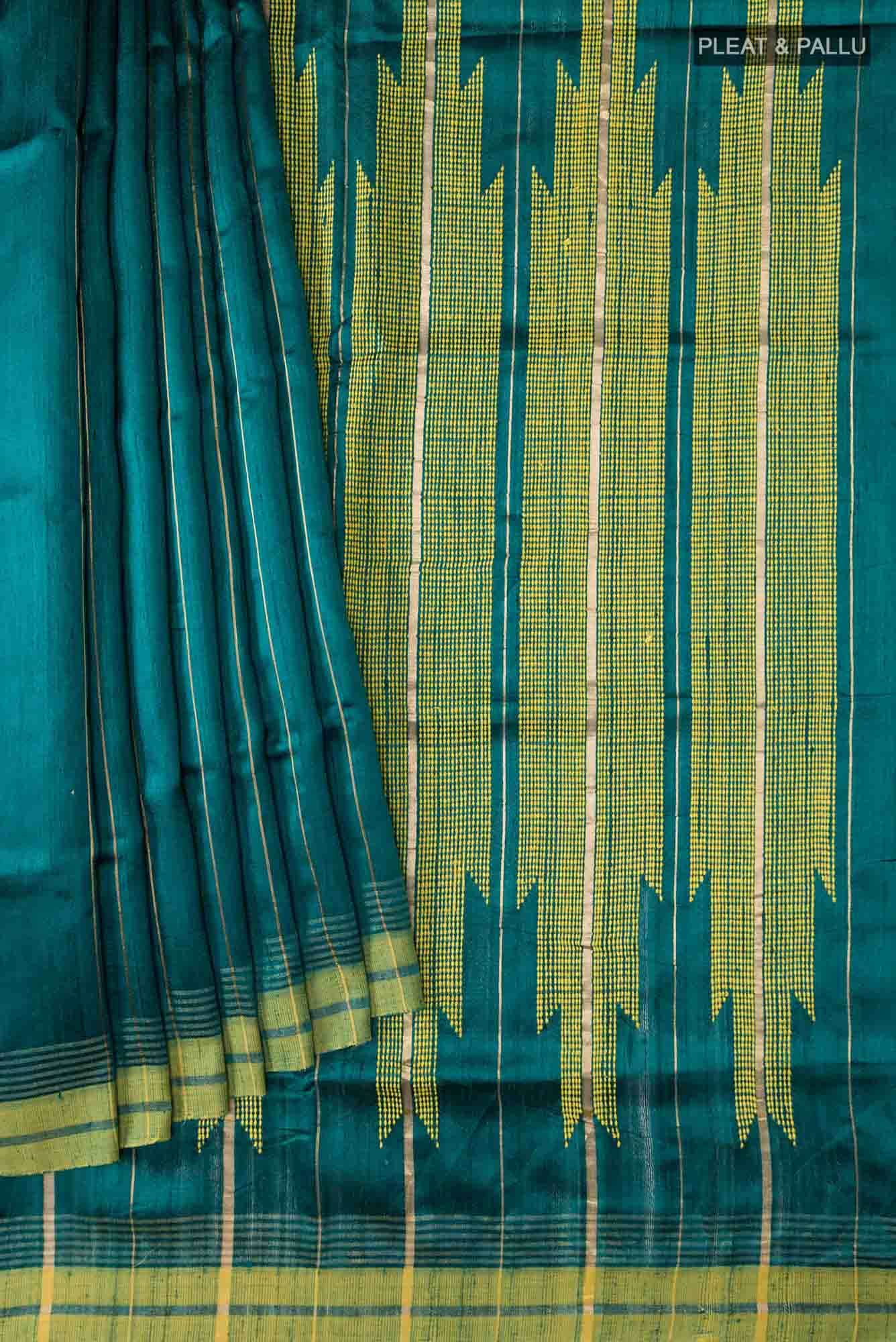 Emerald Breeze-Dark Green Bhagalpuri Tussar Silk Saree