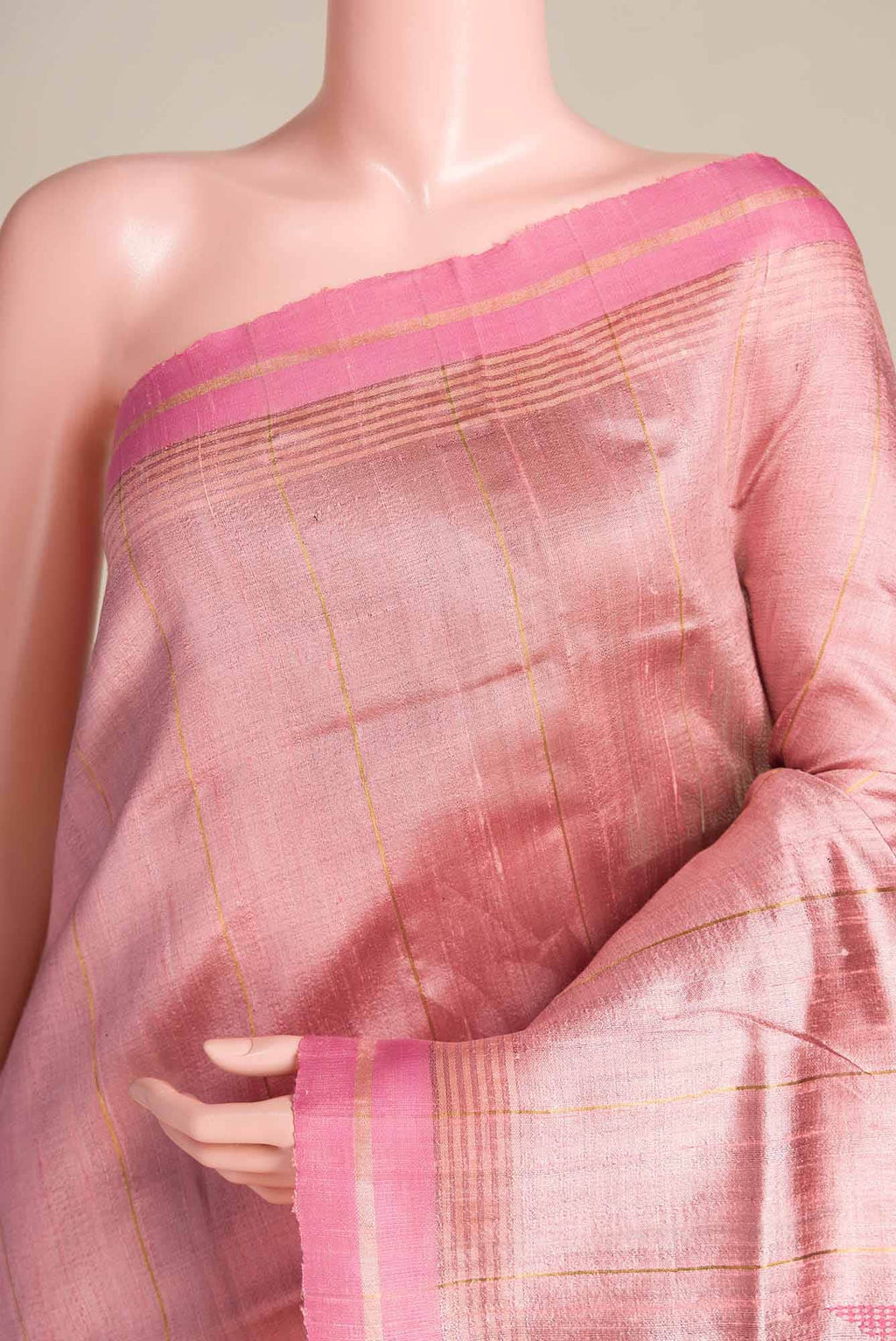 Rosette Whimsy-Peach Bhagalpuri Tussar Silk Saree