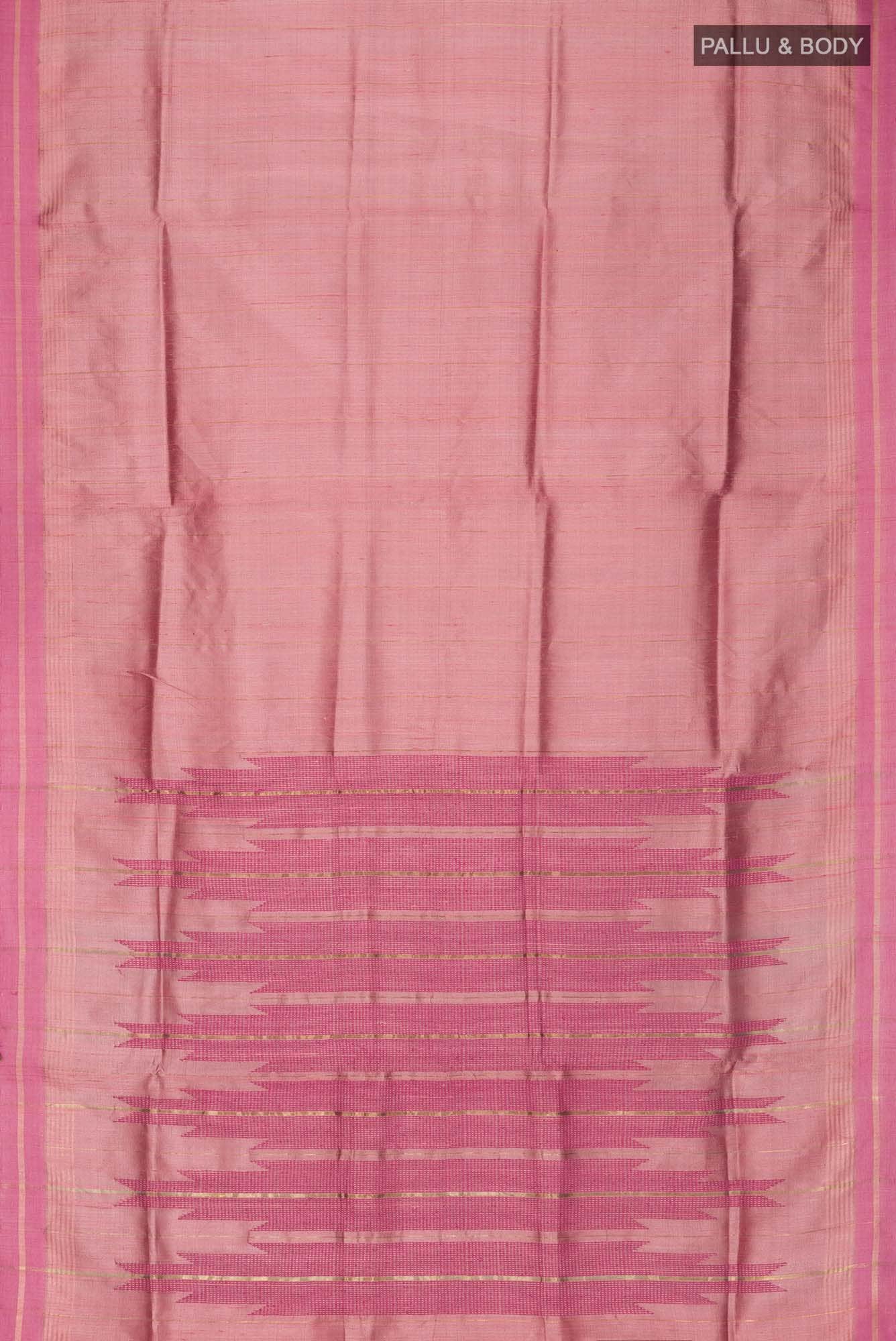 Rosette Whimsy-Peach Bhagalpuri Tussar Silk Saree