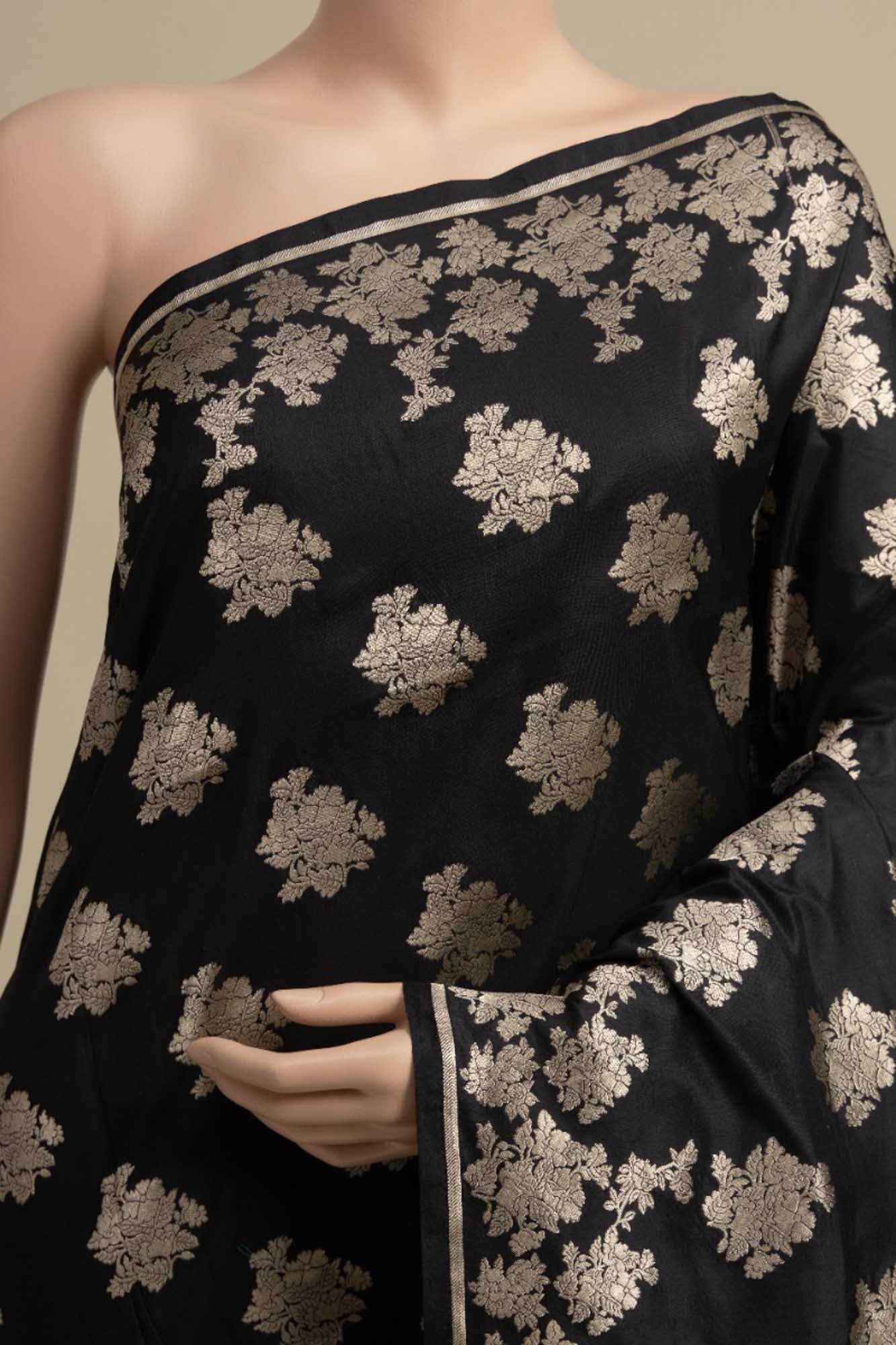 Chameli Chic-Black Banarasi Silk Saree
