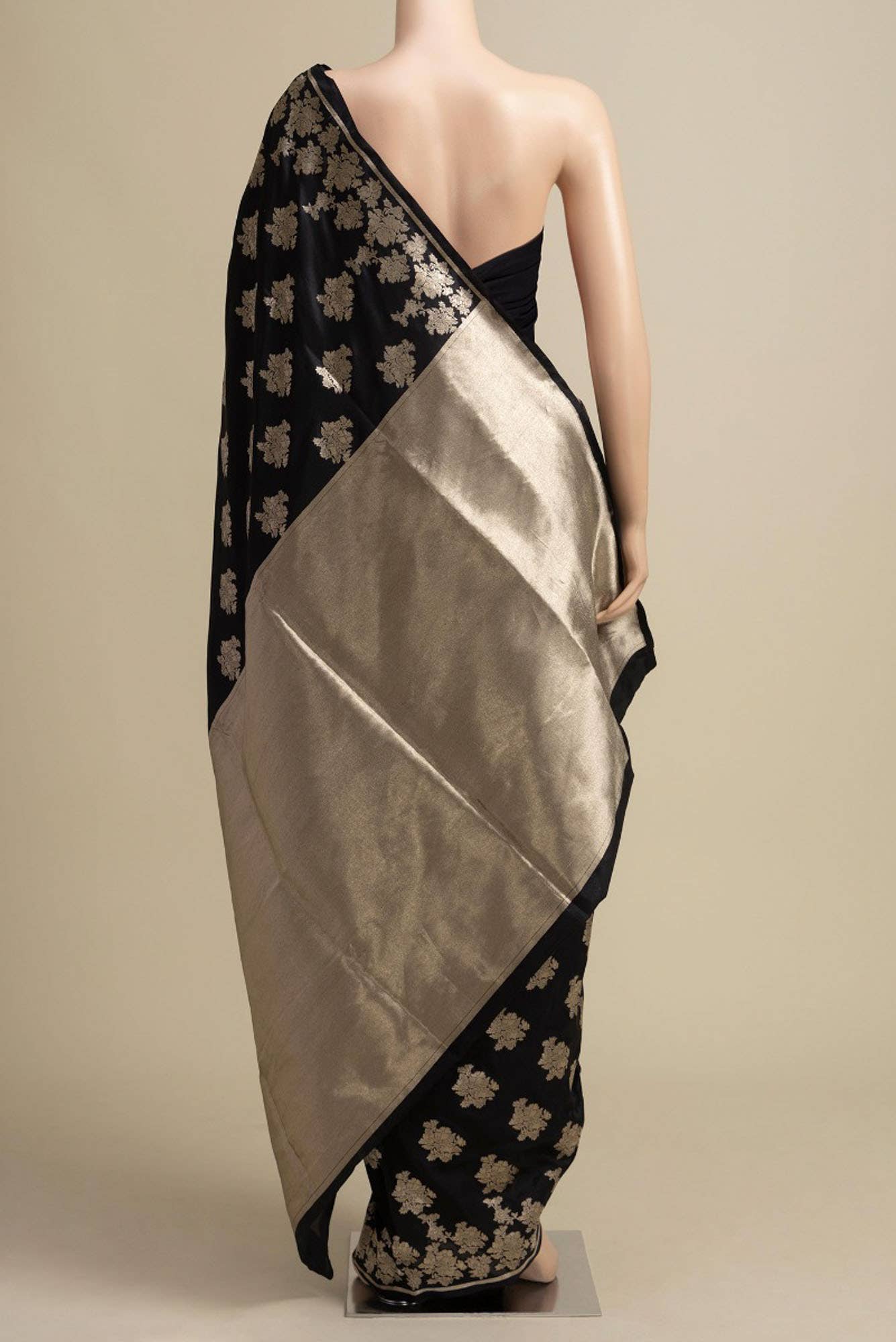 Chameli Chic-Black Banarasi Silk Saree