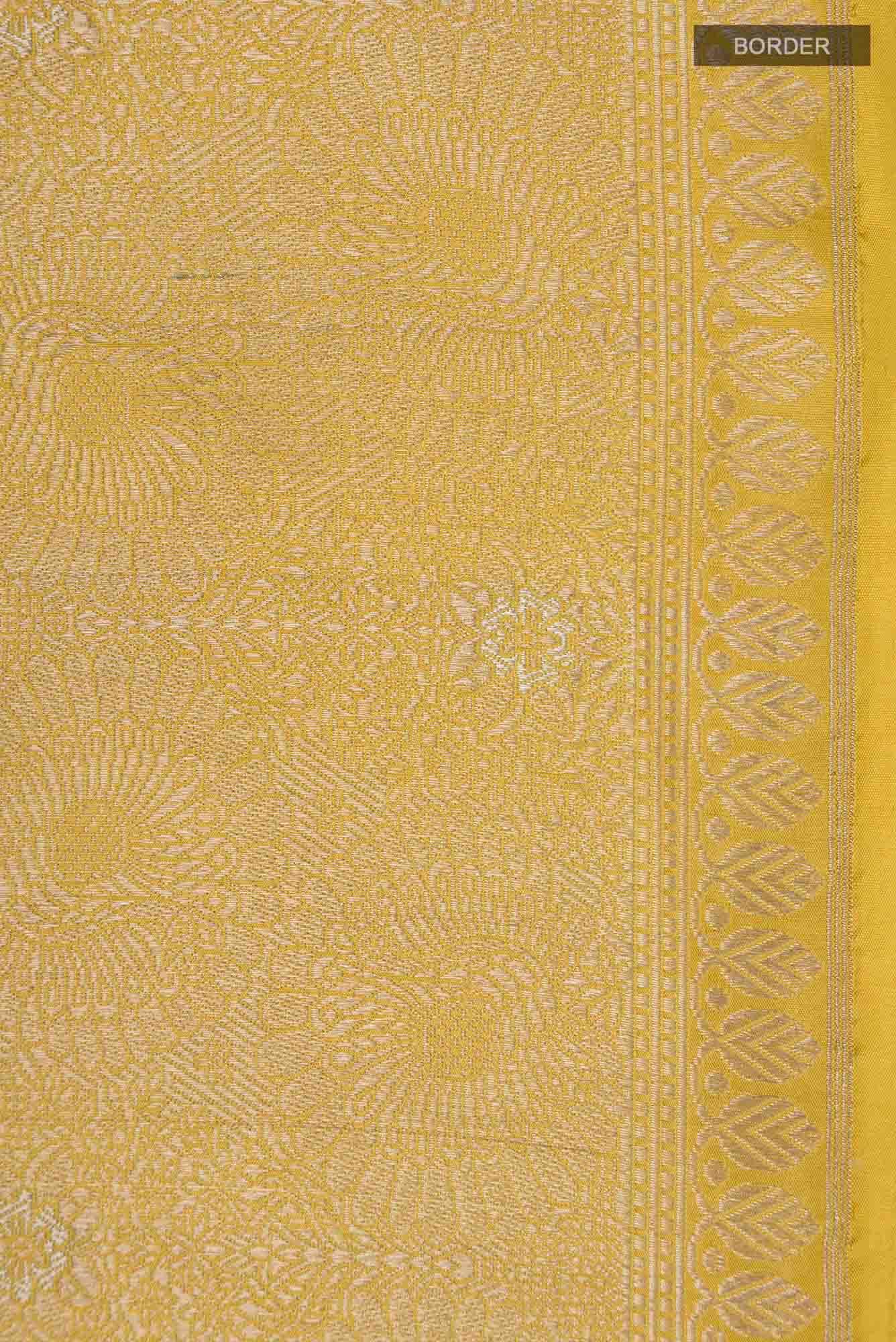 Mor-Yellow Banarasi Silk Saree