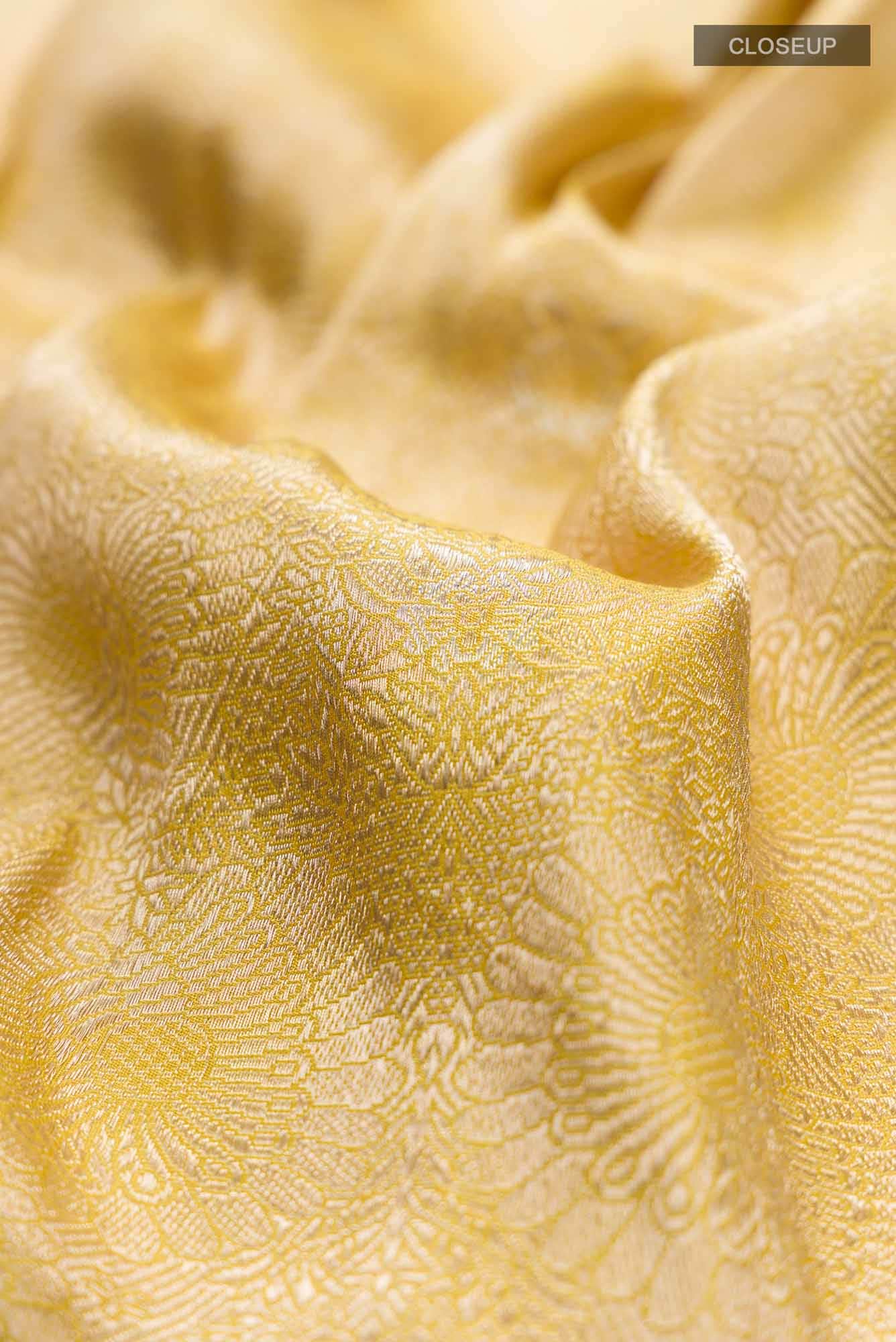Mor-Yellow Banarasi Silk Saree