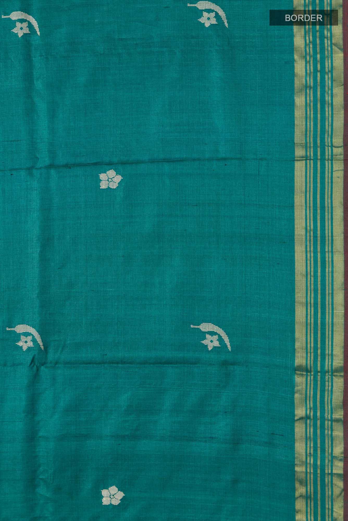 Chili Lily-Green Tussar Silk Saree