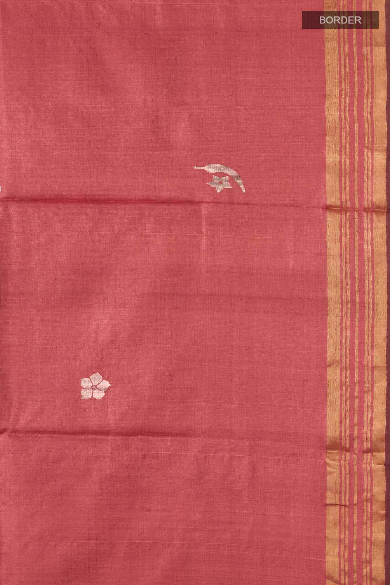Chili Lily-Red Tussar Silk Saree