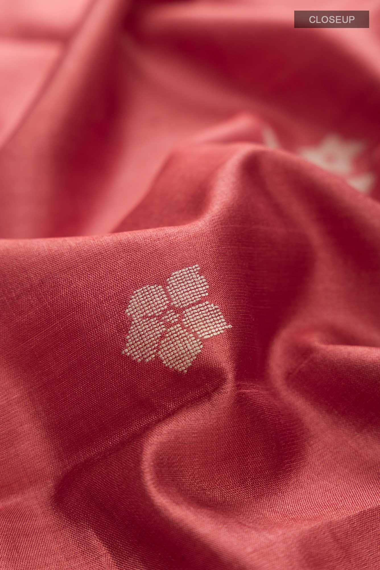 Chili Lily-Red Tussar Silk Saree