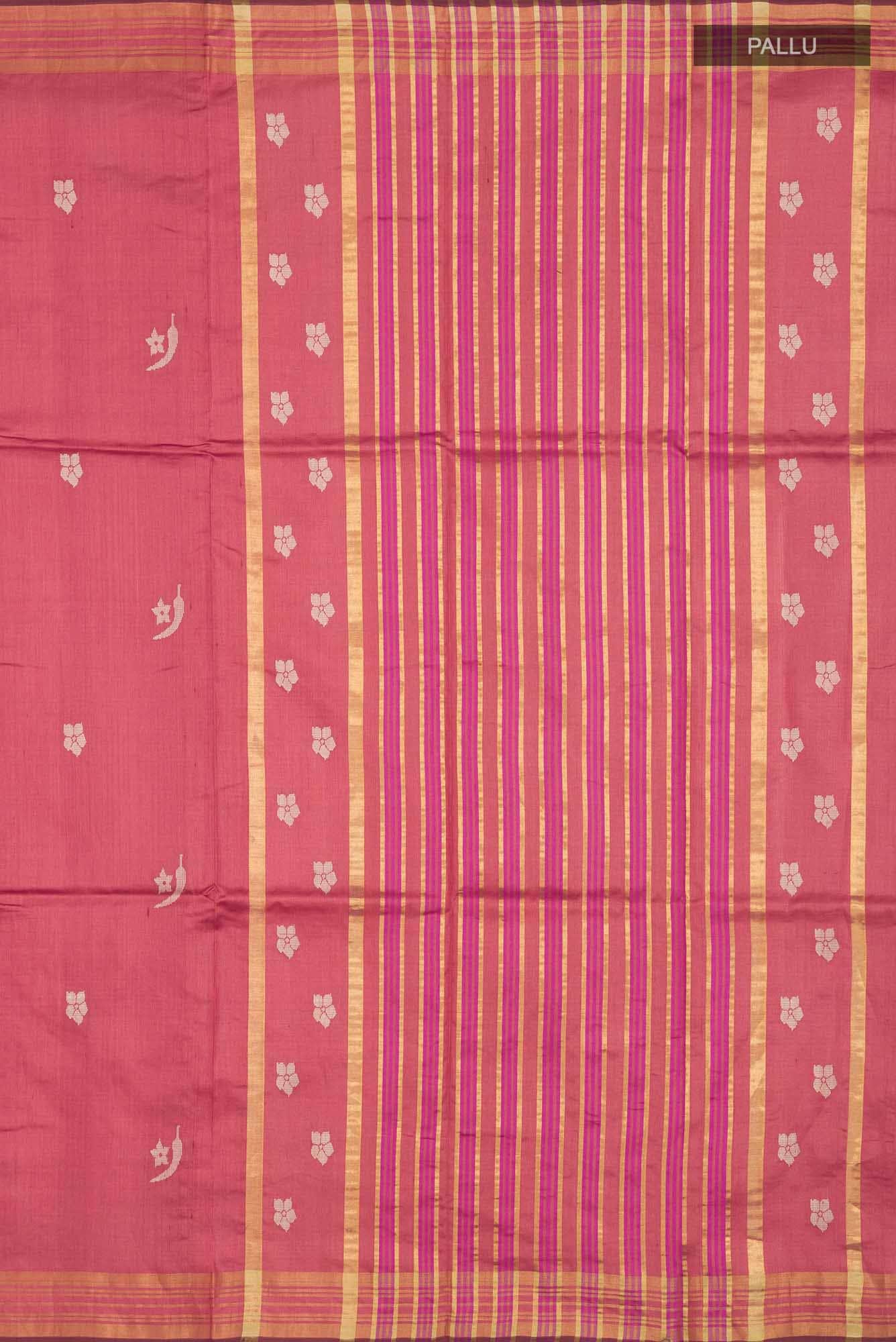 Chili Lily-Red Tussar Silk Saree