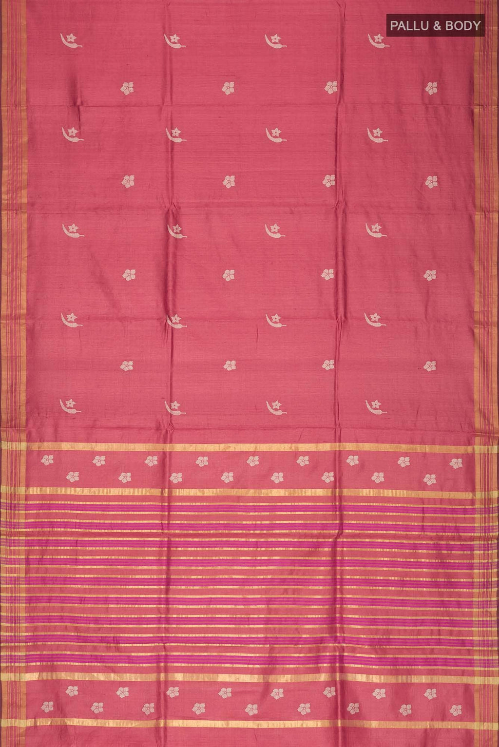 Chili Lily-Red Tussar Silk Saree