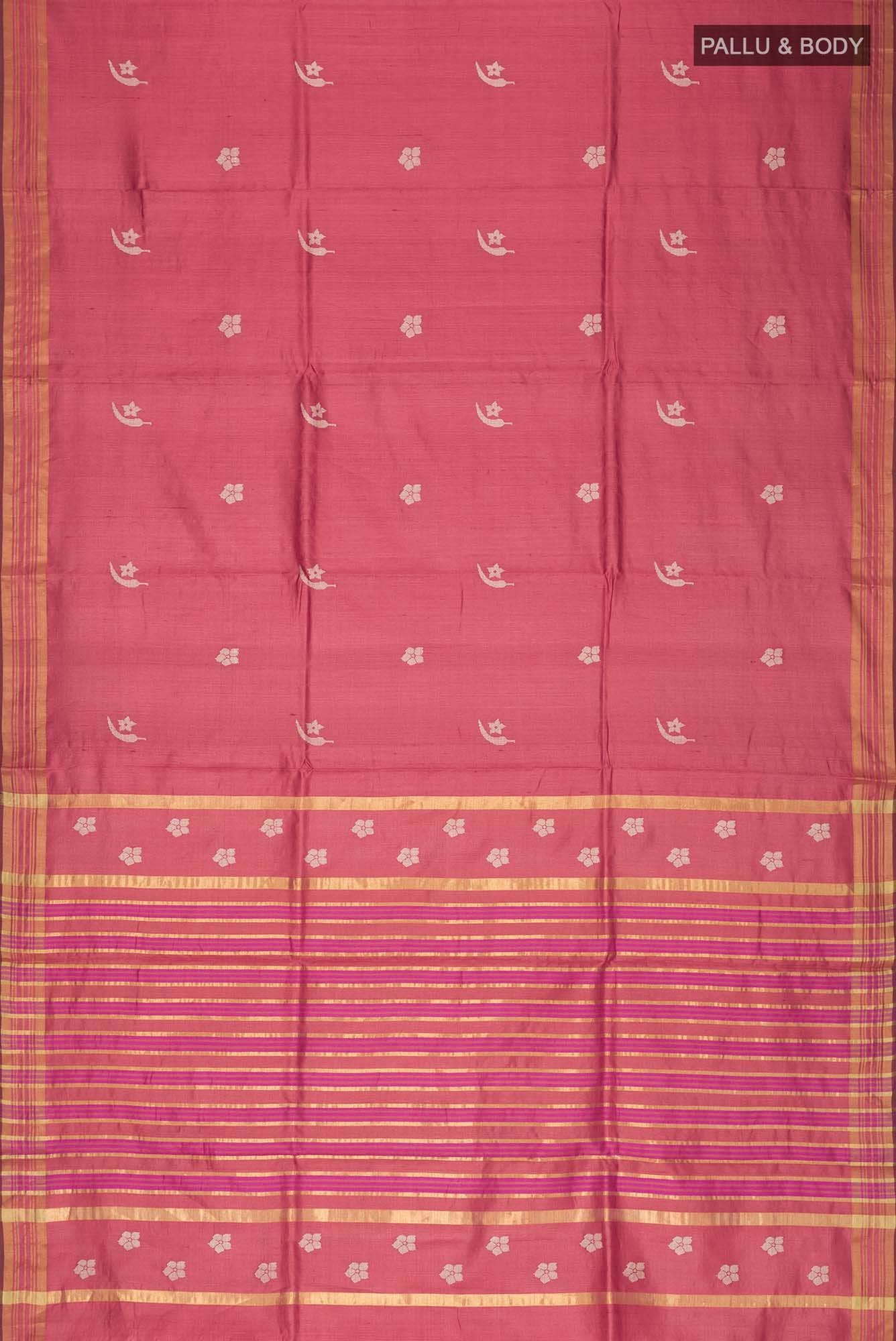 Chili Lily-Red Tussar Silk Saree