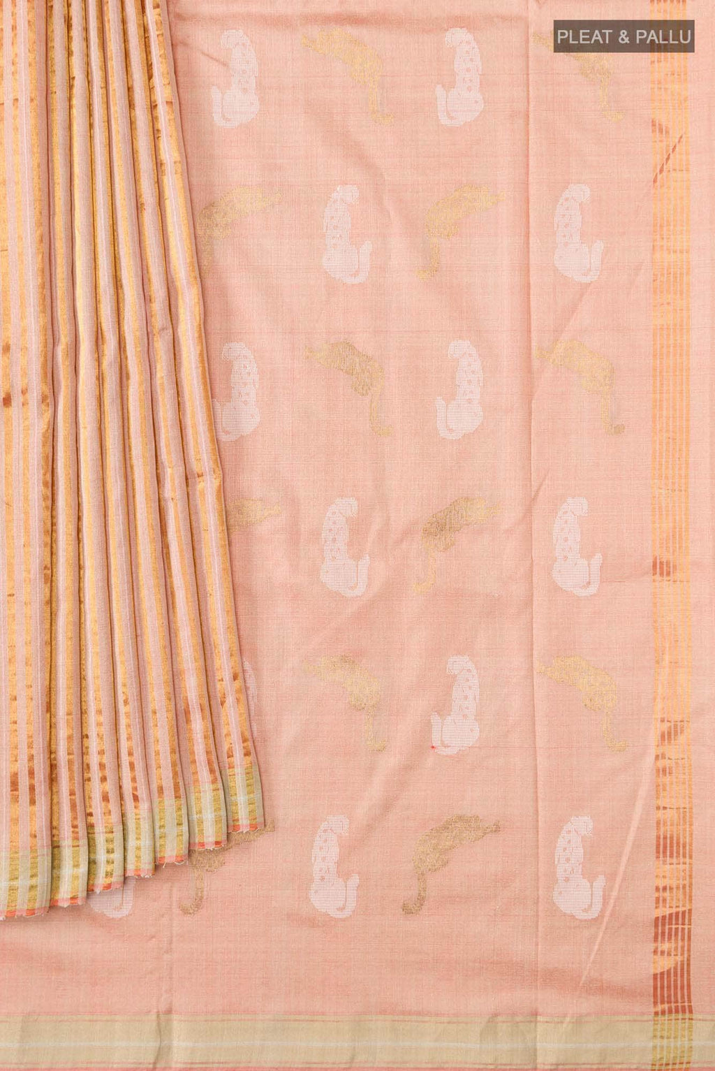Prowl and Prance-Peach Tussar Silk Saree