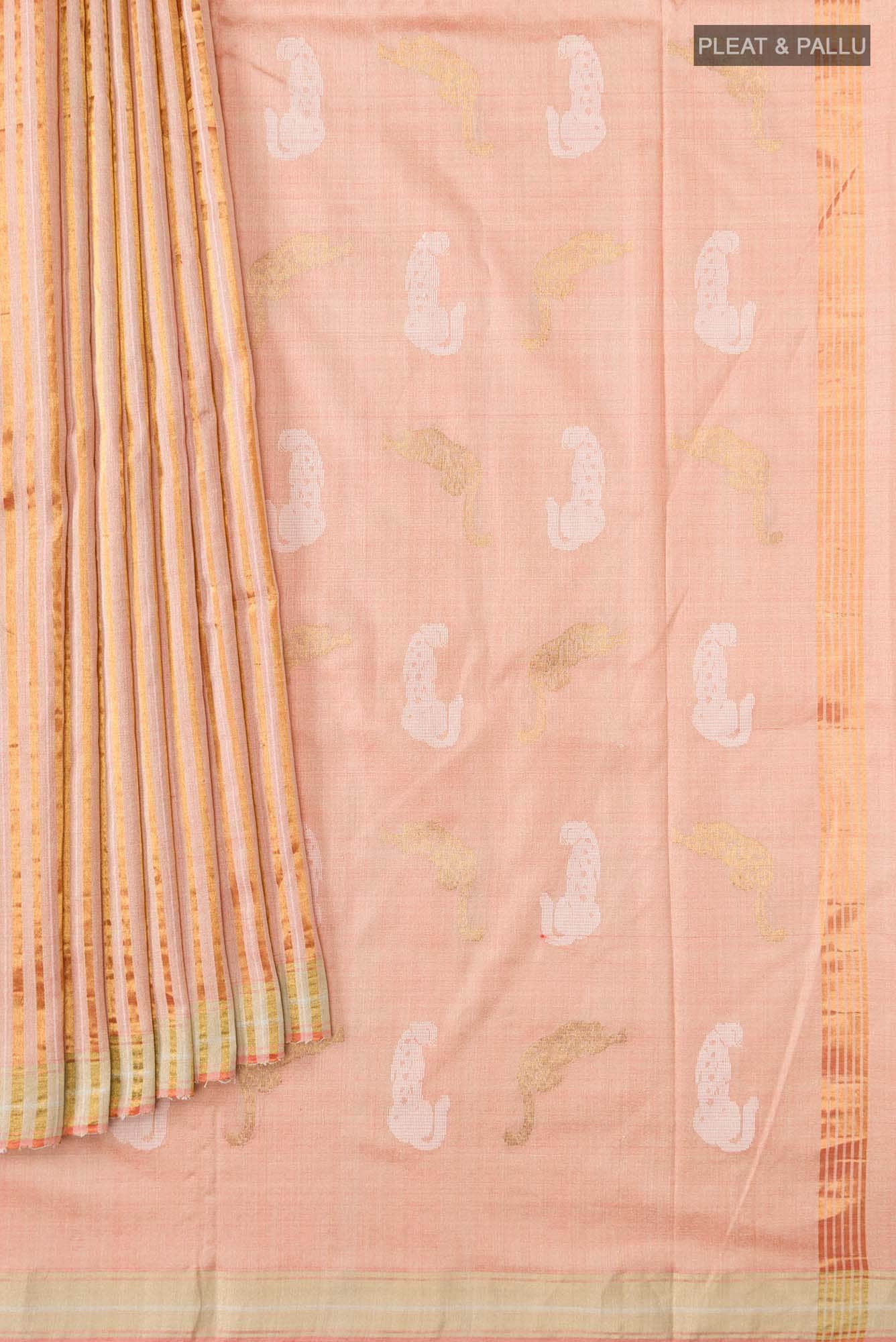 Prowl and Prance-Peach Tussar Silk Saree