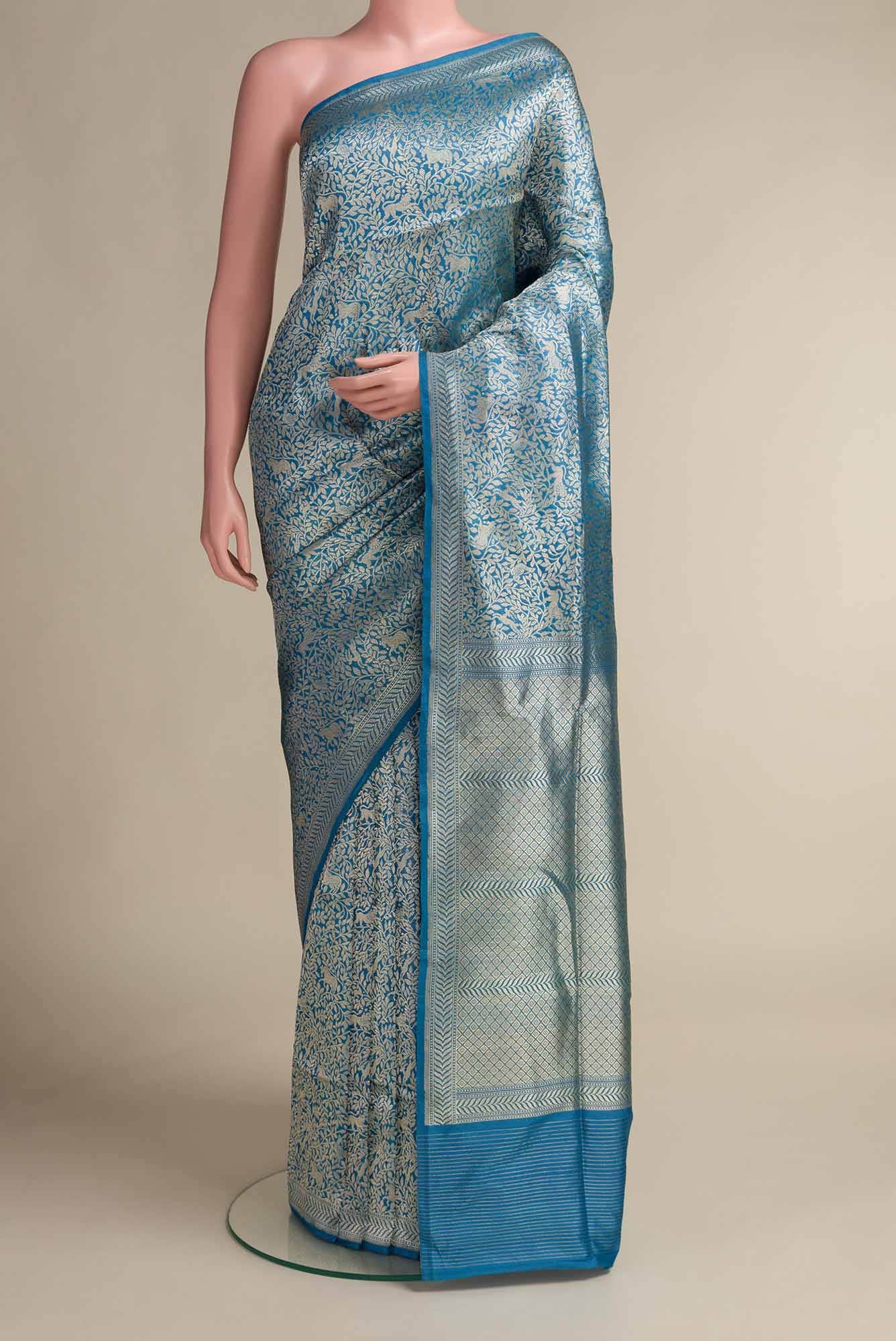 Mogli's World-Blue Banarasi Silk Saree