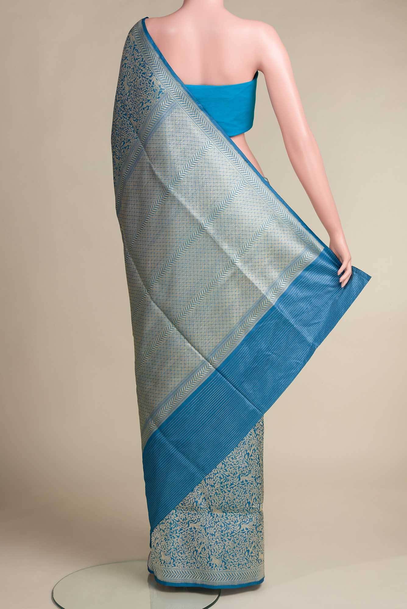 Mogli's World-Blue Banarasi Silk Saree