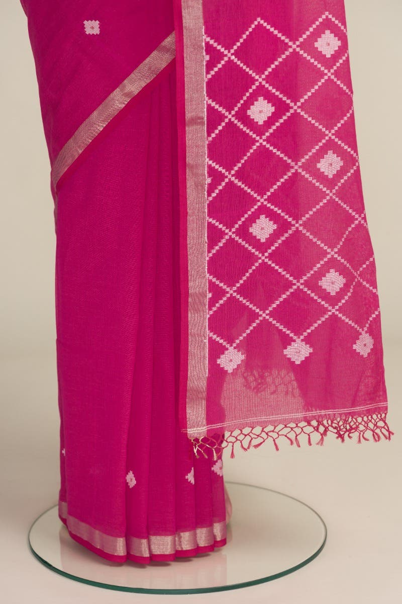 Suchitra-Dark Pink Bengal Cotton Saree