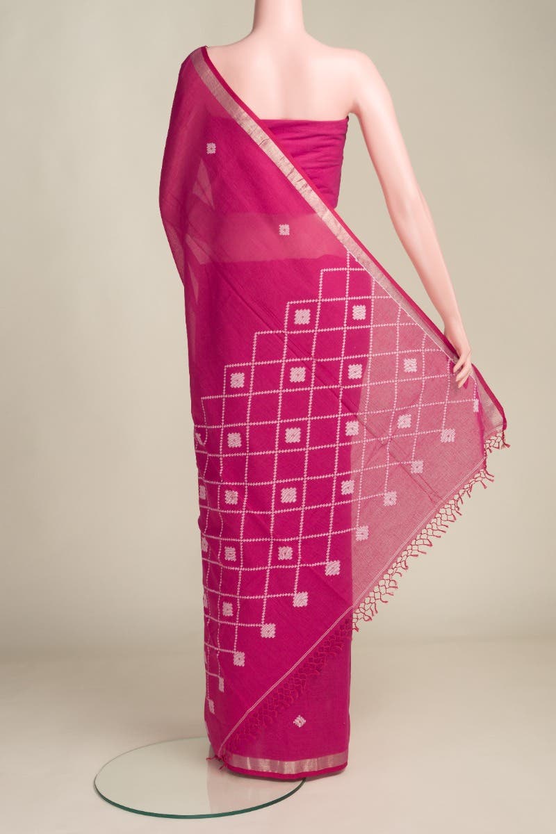 Suchitra-Dark Pink Bengal Cotton Saree