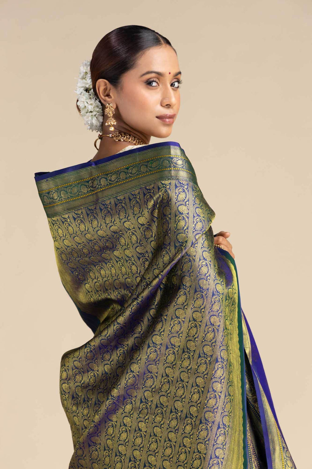 Thamarai-Blue Kanchipuram Silk Saree