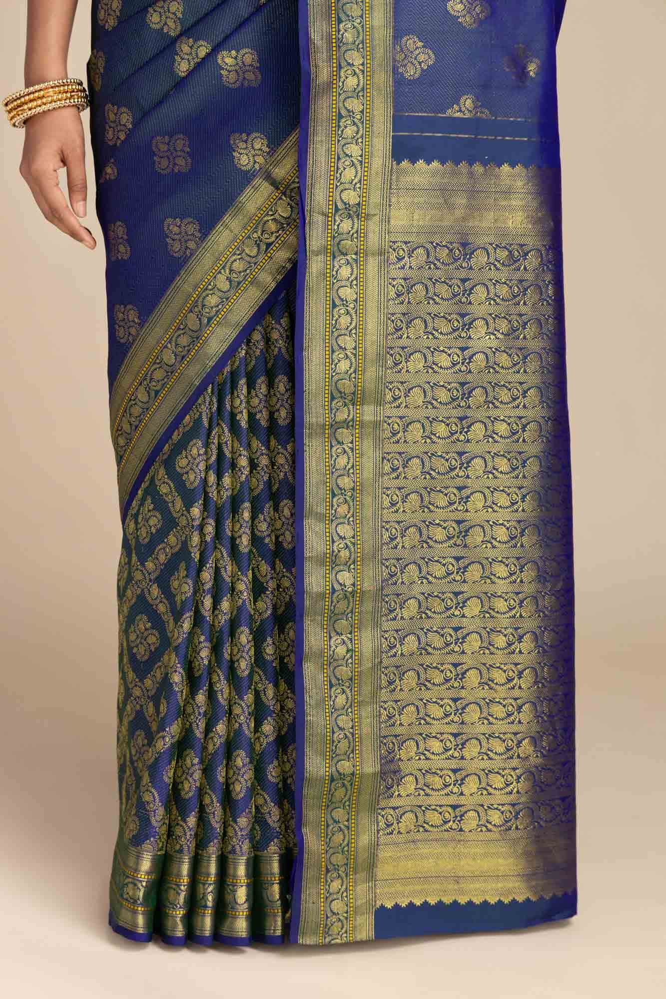 Thamarai-Blue Kanchipuram Silk Saree