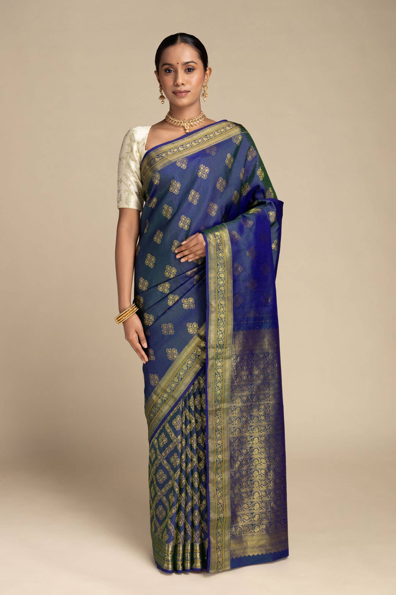 Thamarai-Blue Kanchipuram Silk Saree