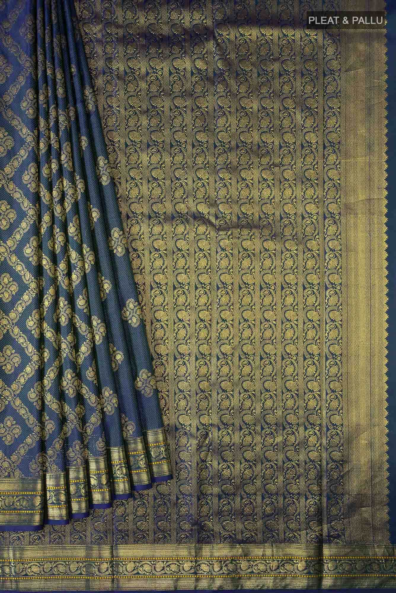 Thamarai-Blue Kanchipuram Silk Saree
