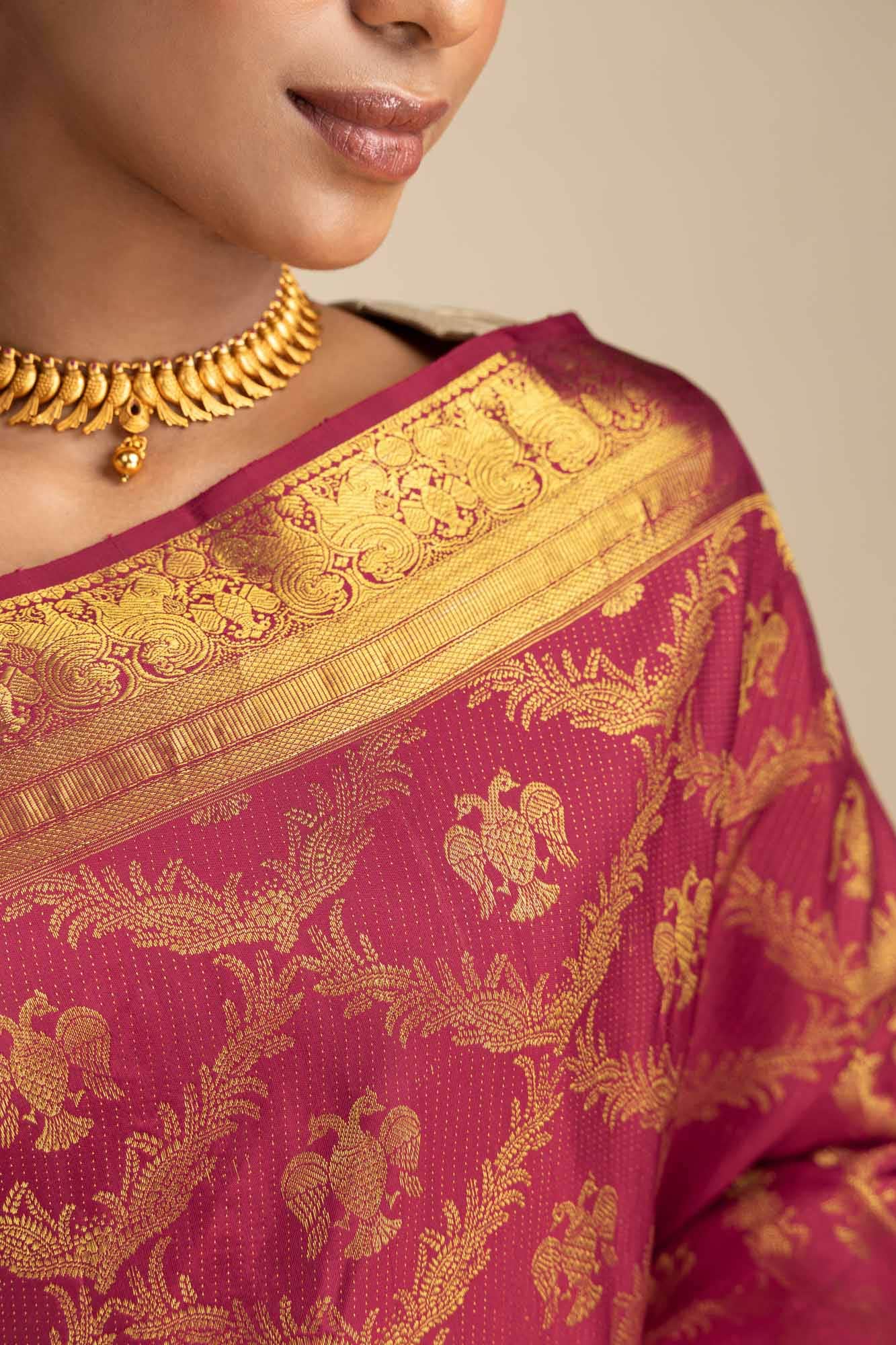 Veeravali-Maroon Kanchipuram Silk Saree