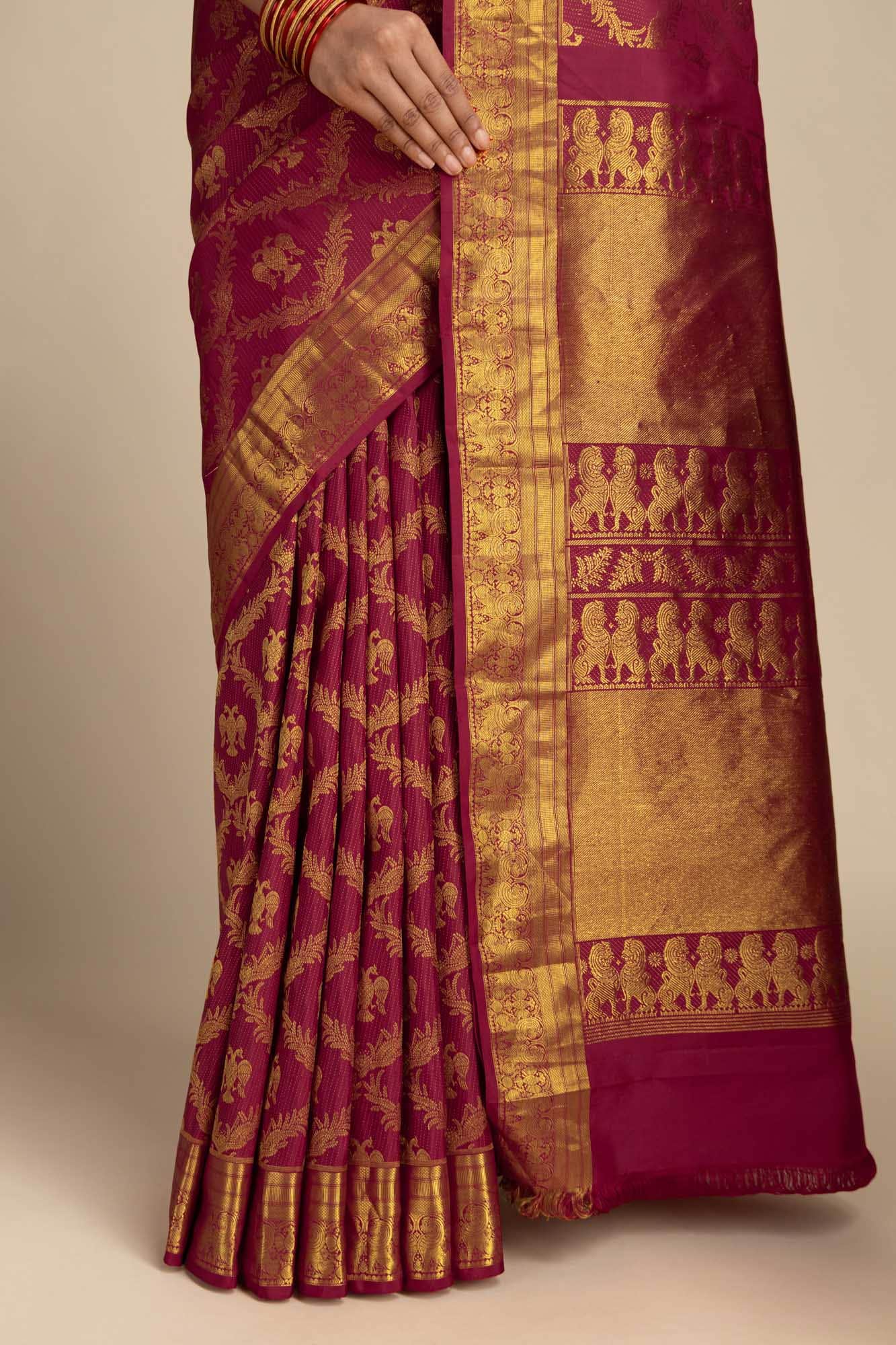 Veeravali-Maroon Kanchipuram Silk Saree