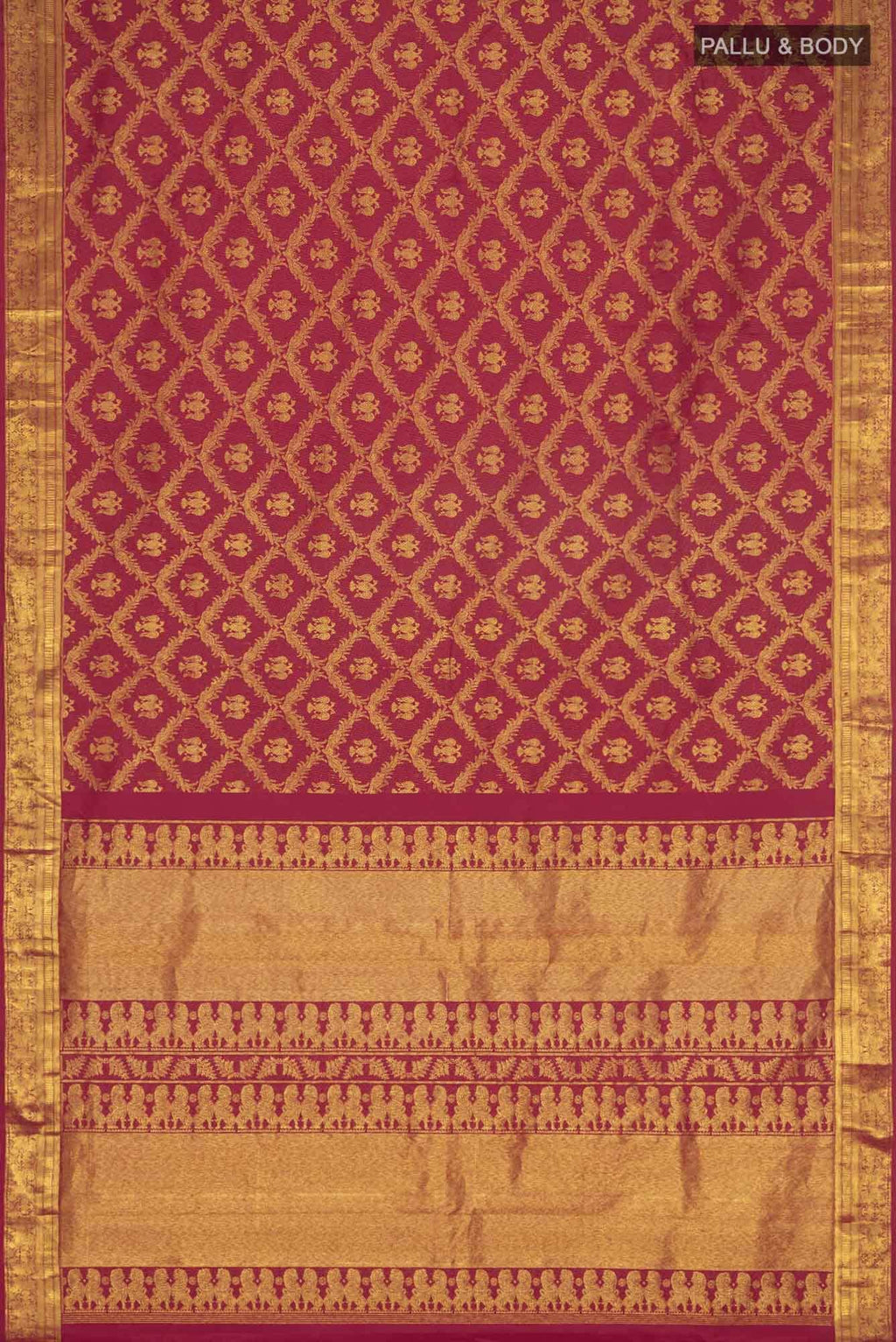 Veeravali-Maroon Kanchipuram Silk Saree
