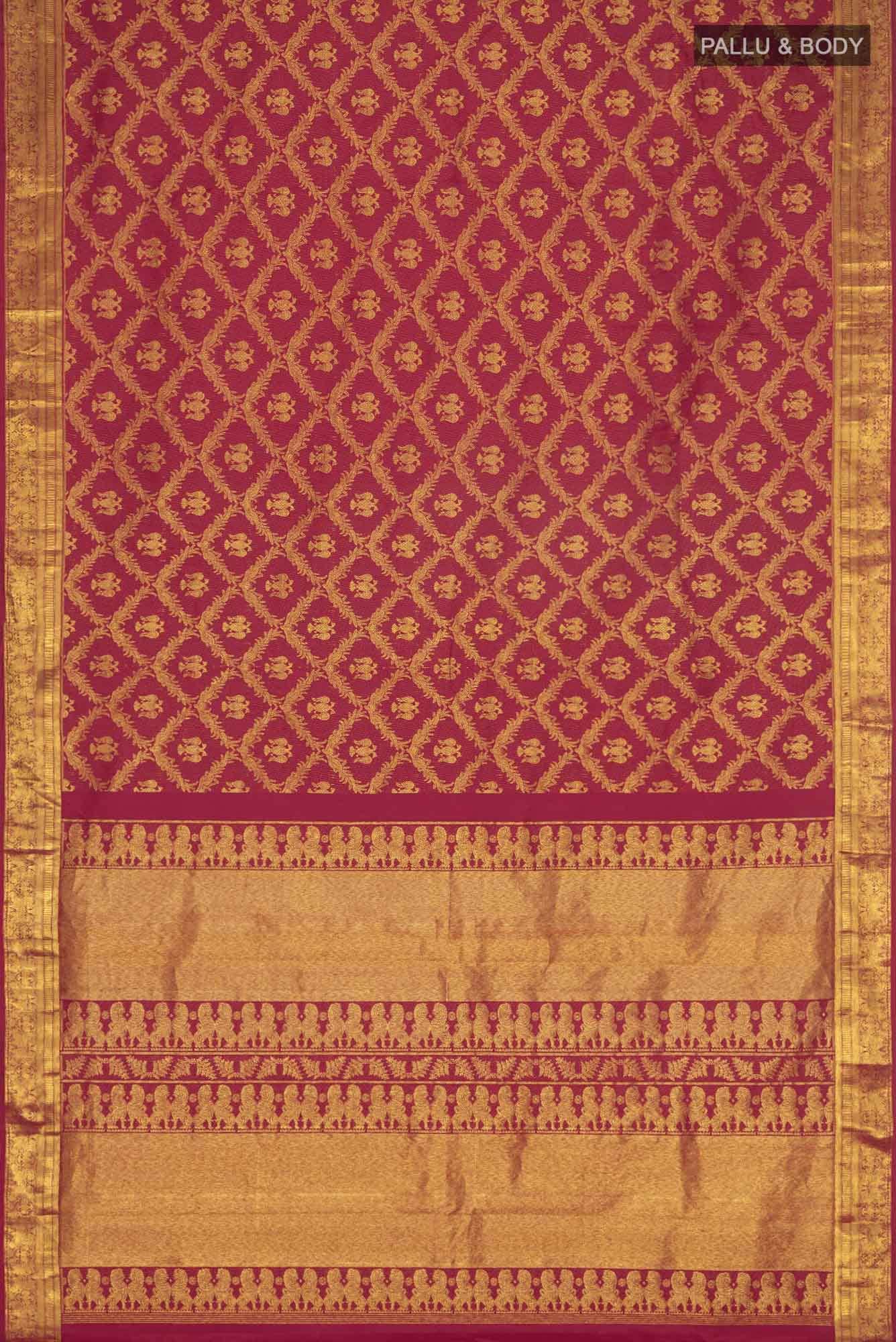 Veeravali-Maroon Kanchipuram Silk Saree