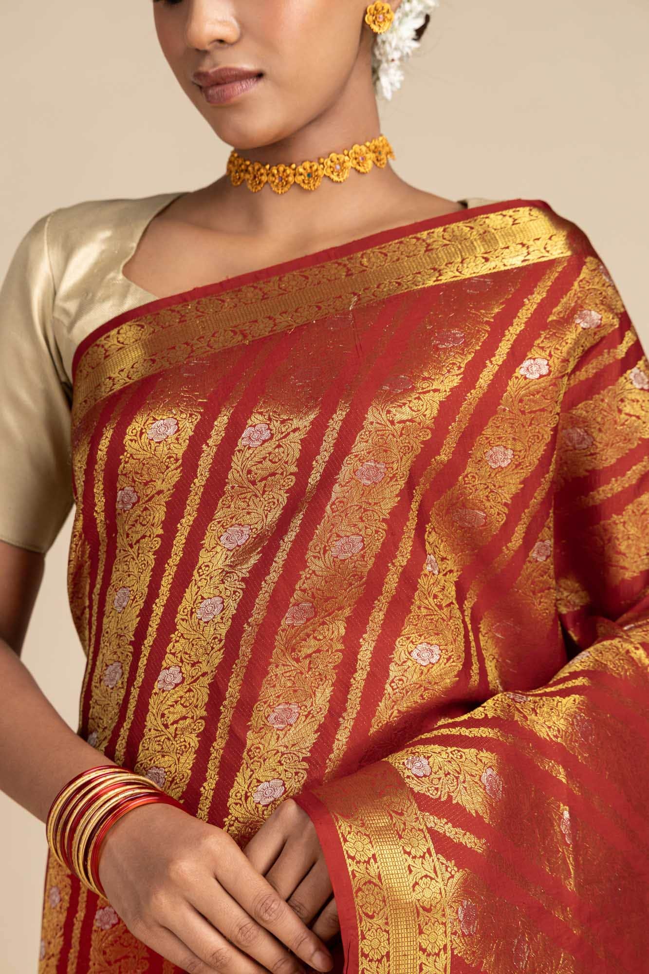 Rohini-Red Kanchipuram Silk Saree