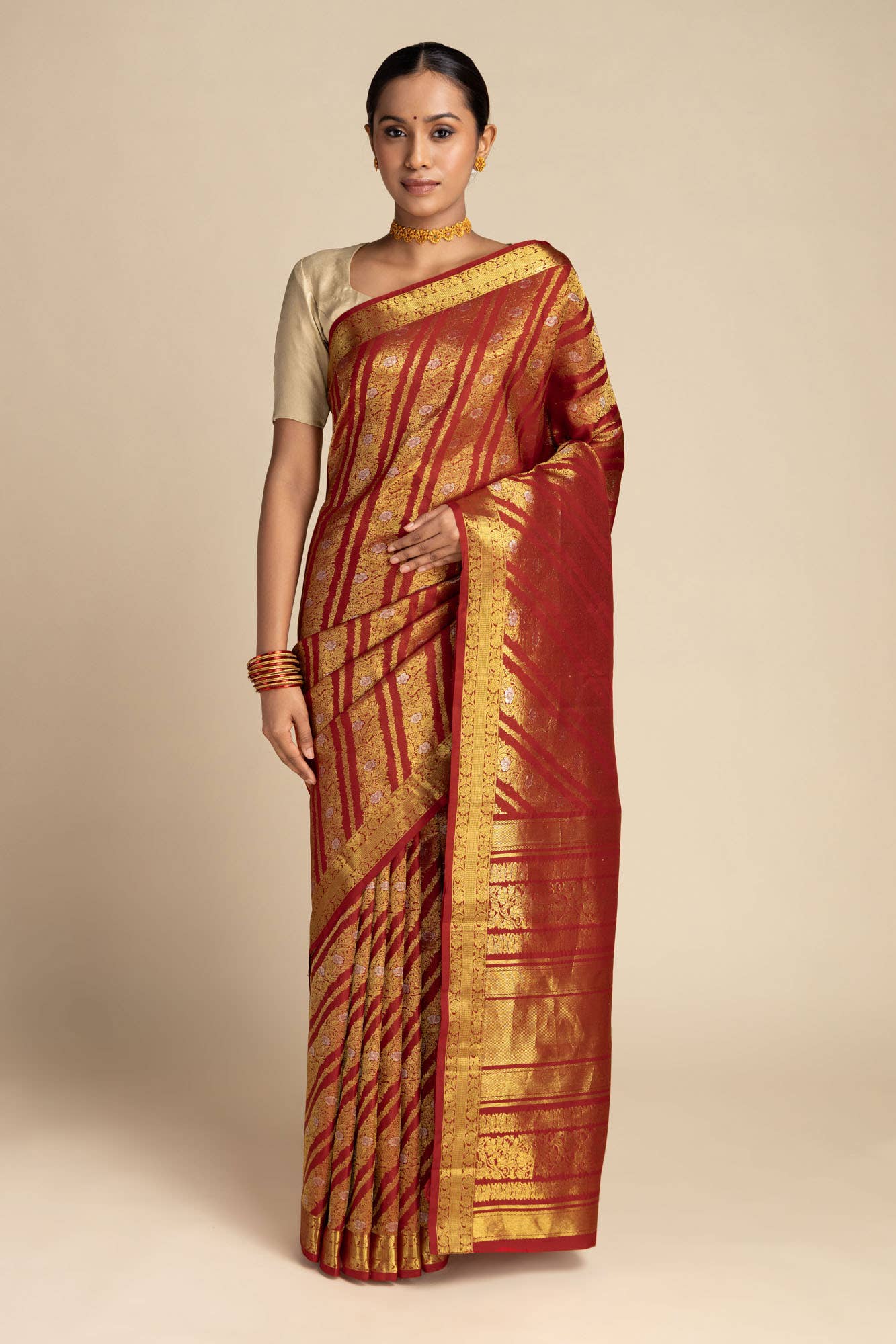 Rohini-Red Kanchipuram Silk Saree