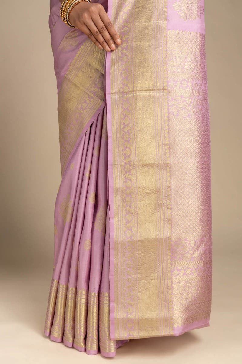 Kavini-Light Pink Kanchipuram Silk Saree