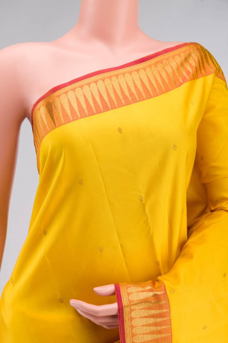 Amara-Mustard Yellow Kanchipuram Silk Saree