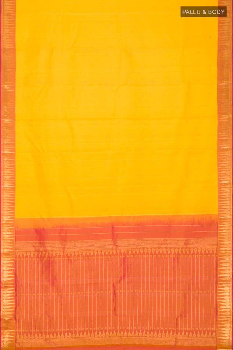 Amara-Mustard Yellow Kanchipuram Silk Saree