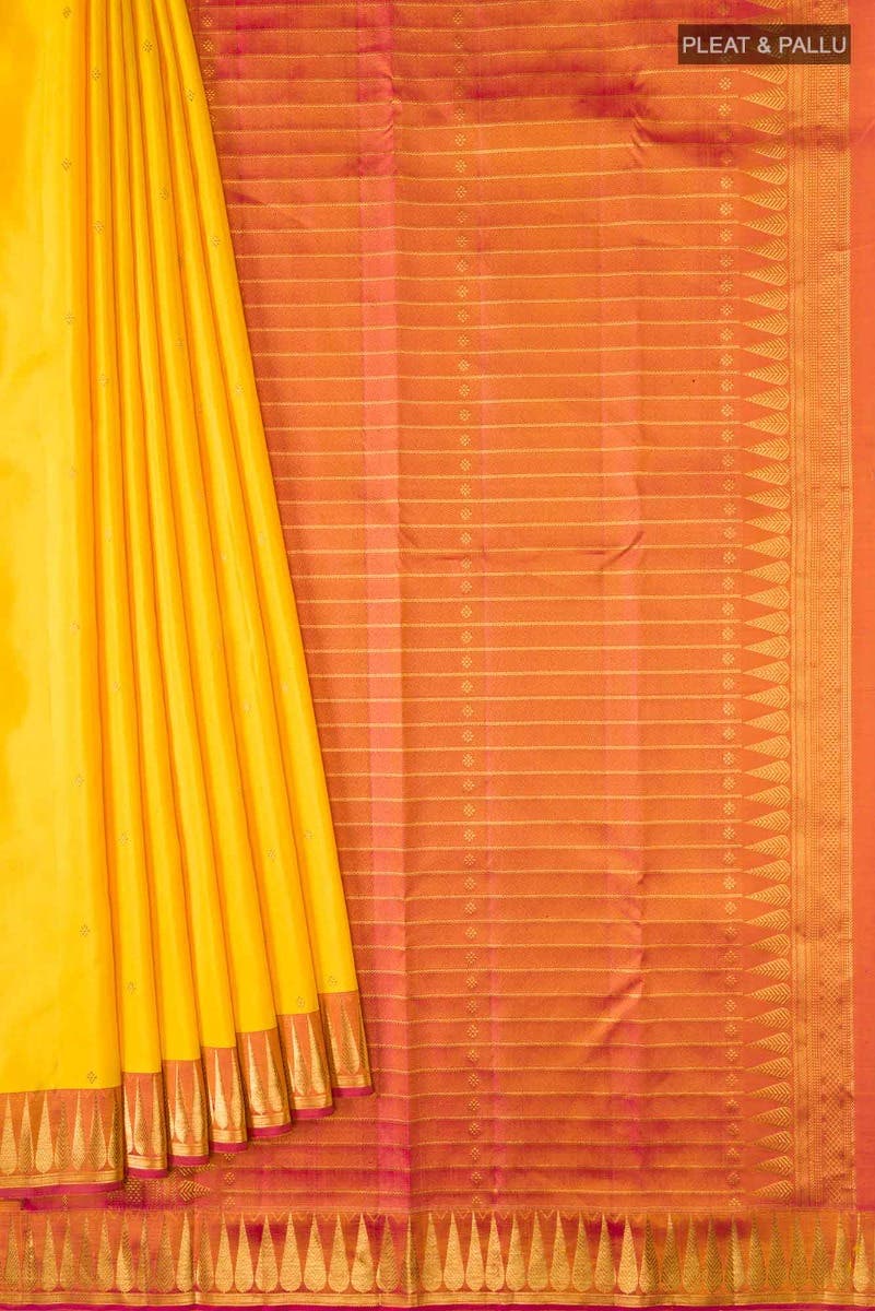 Amara-Mustard Yellow Kanchipuram Silk Saree