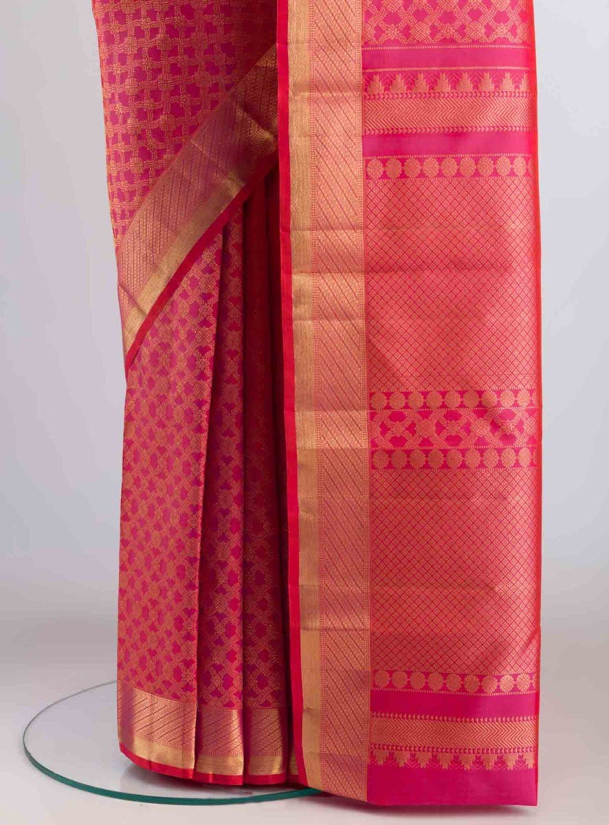 Rudrani-Pink with Orange Dual Tone Kanchipuram Silk Saree