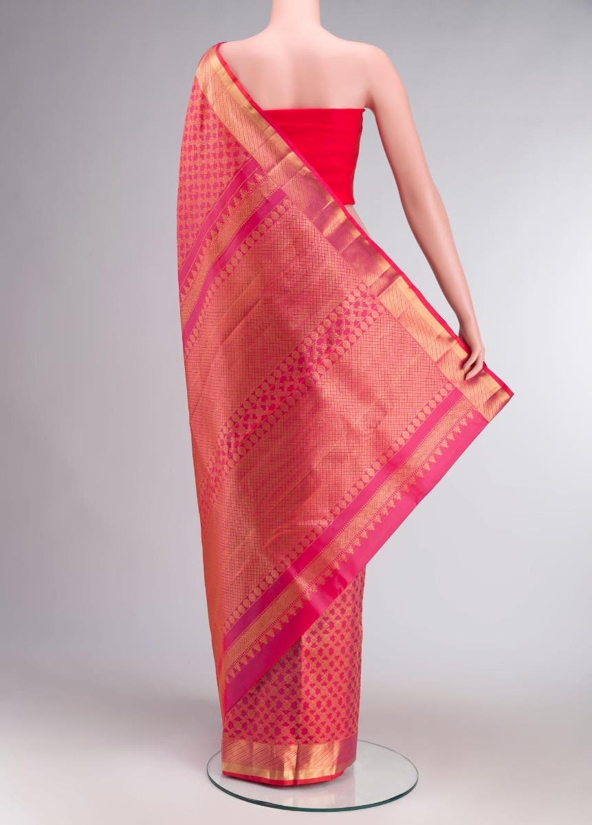 Rudrani-Pink with Orange Dual Tone Kanchipuram Silk Saree
