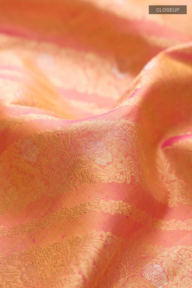 Rohini-Light Pink with Yellow Dual Tone Kanchipuram Silk Saree