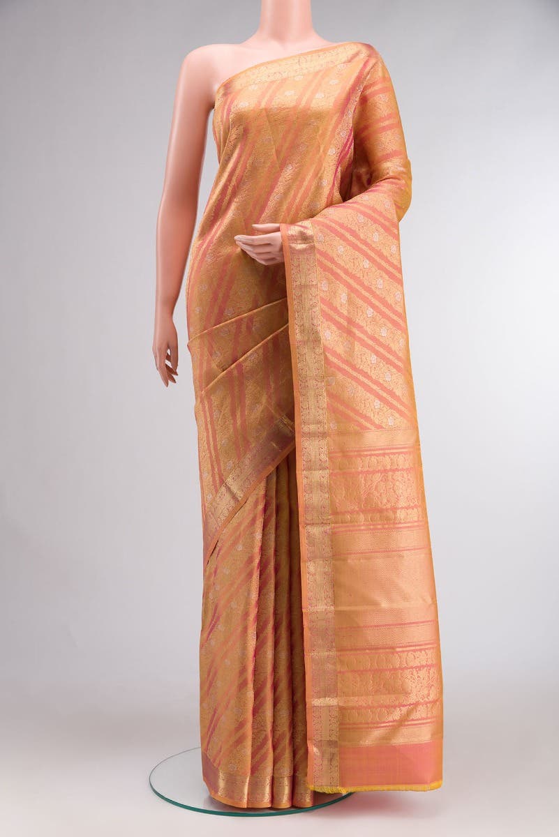 Rohini-Light Pink with Yellow Dual Tone Kanchipuram Silk Saree
